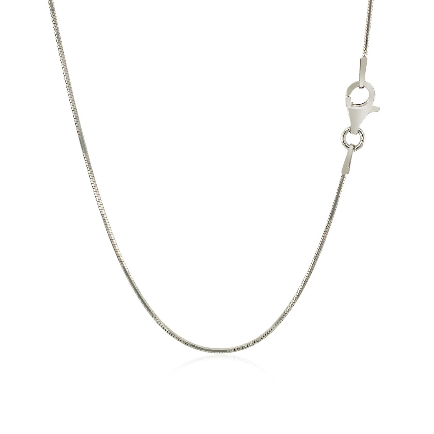 Sterling silver rhodium plated octagonal snake chain, modern design, 0.90 mm width, perfect for layering or standalone ele...