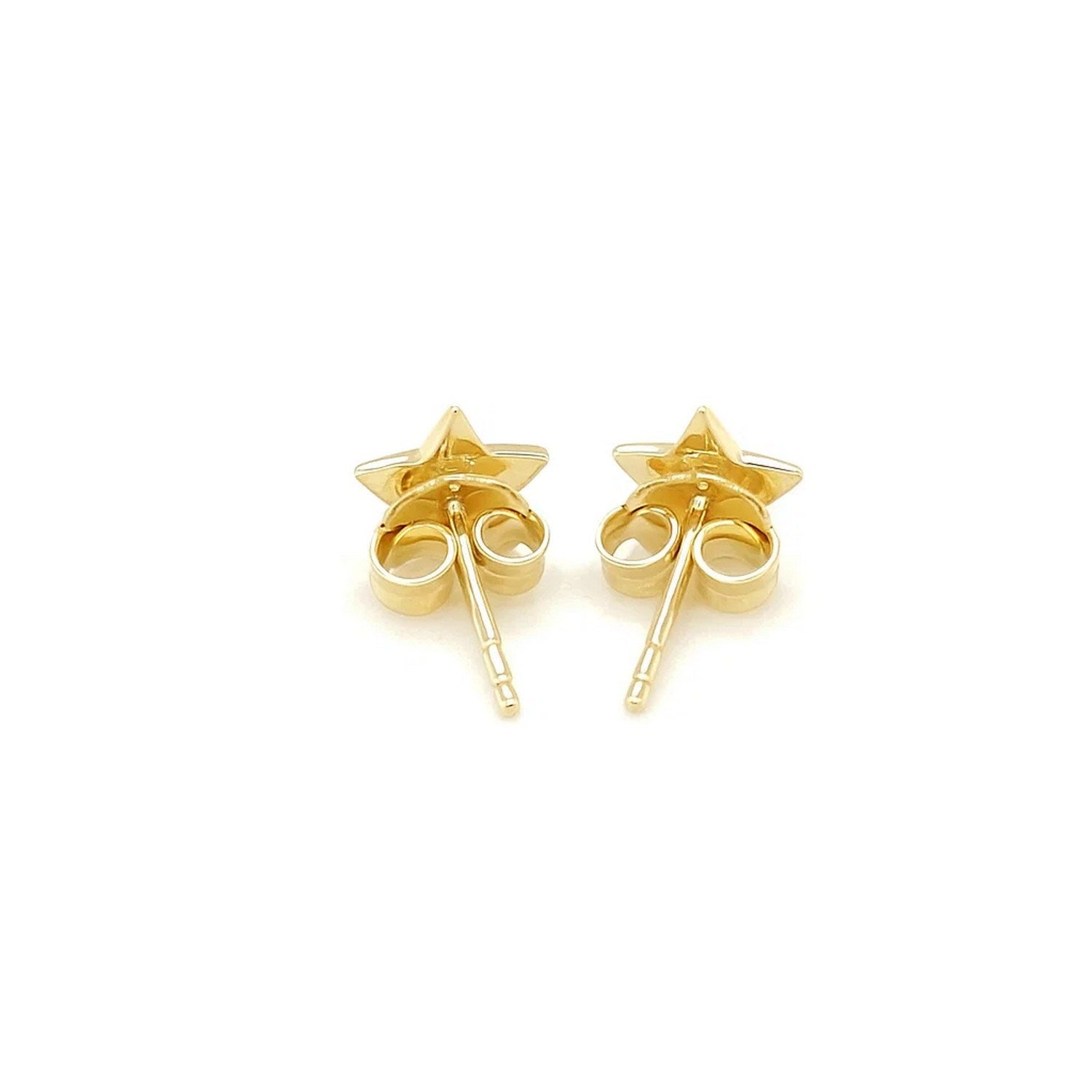 14k yellow gold star post earrings, modern design, 6.5mm, perfect for adding a touch of luxury to any outfit.