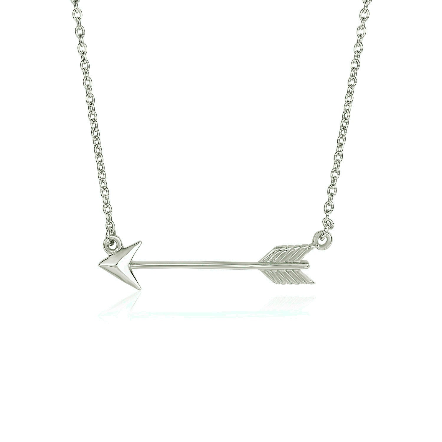 Sterling silver modern necklace featuring a sleek arrow design, embodying luxury and elegance.