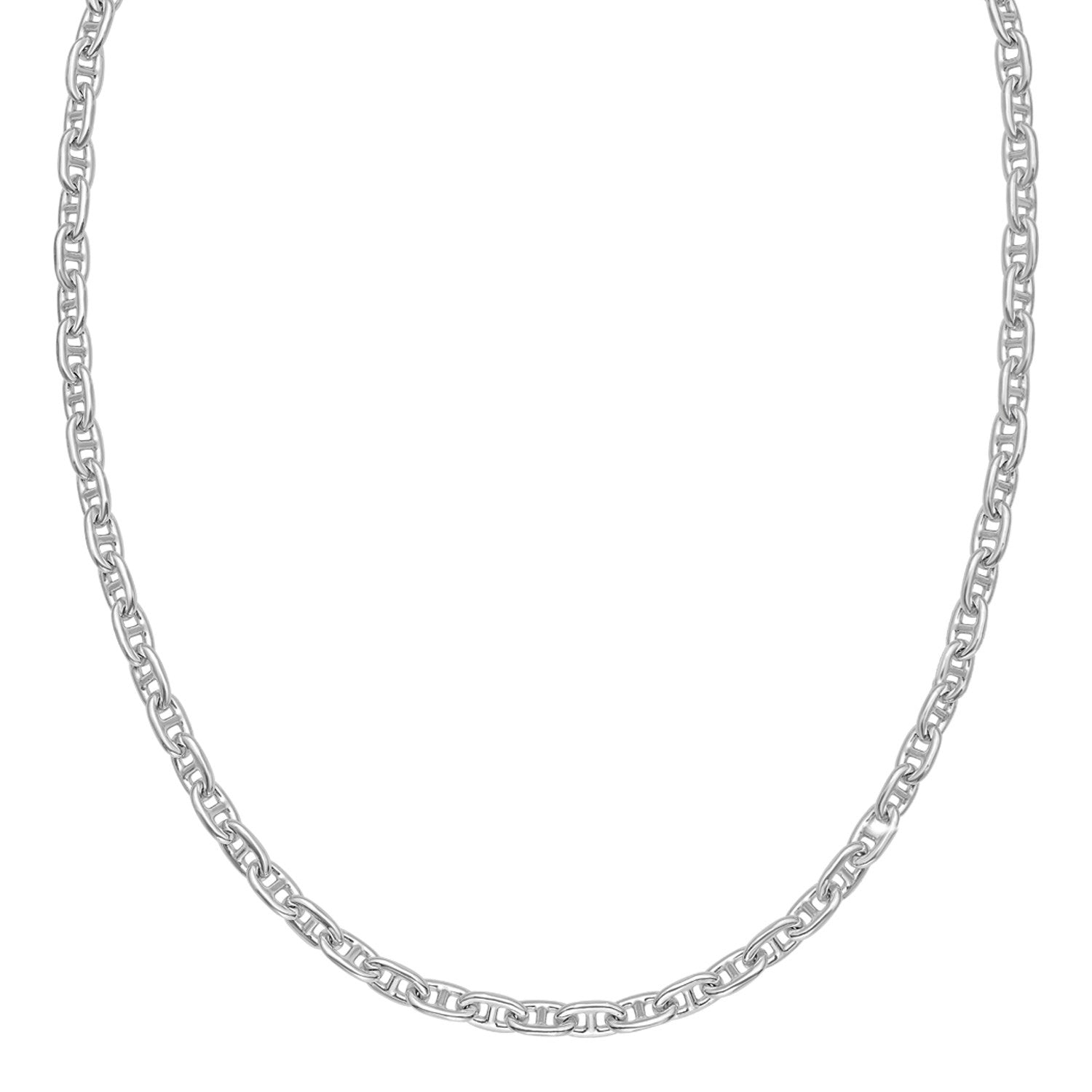Sterling silver anchor chain necklace featuring modern link design, perfect for elegant layering or standalone wear.