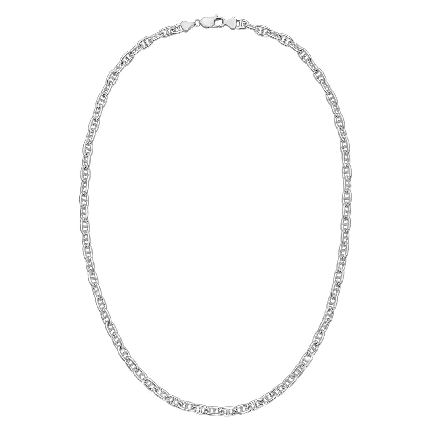 Sterling silver anchor chain necklace featuring modern link design, showcasing elegance and sophistication.