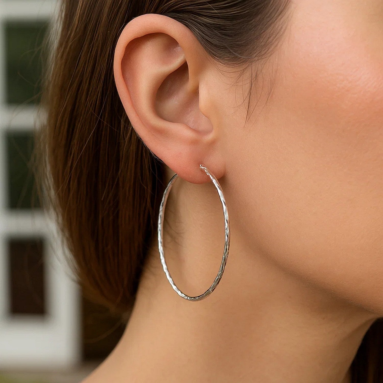 14k white gold diamond cut hoop earrings featuring a modern design and exquisite craftsmanship for elegant style.