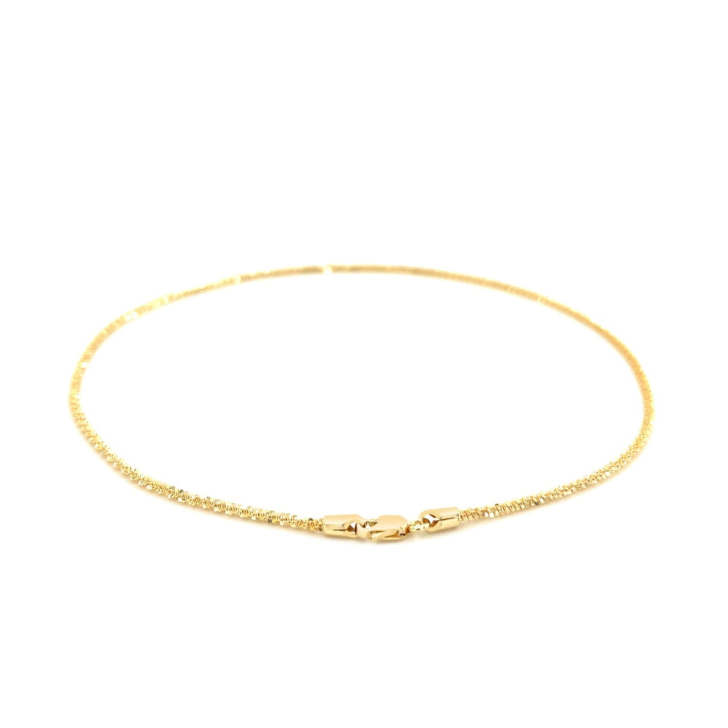 14k yellow gold sparkle anklet featuring a delicate chain design, perfect for modern luxury styling.