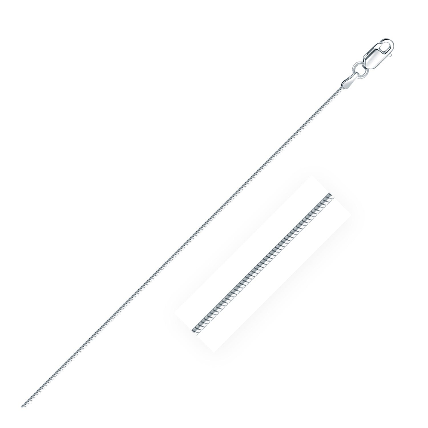 Rhodium plated sterling silver snake style chain, modern design, 1.20 mm, perfect for layering or as a statement piece.