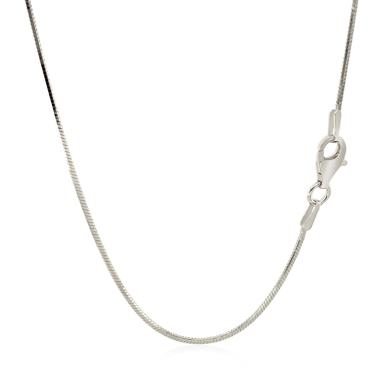 Rhodium plated sterling silver snake style chain, modern design, 1.20 mm width, perfect for layering or statement looks.