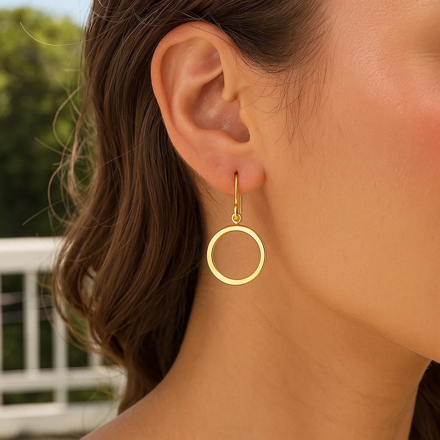 14k yellow gold textured dangle earrings featuring a modern design and elegant round shape for sophisticated style.