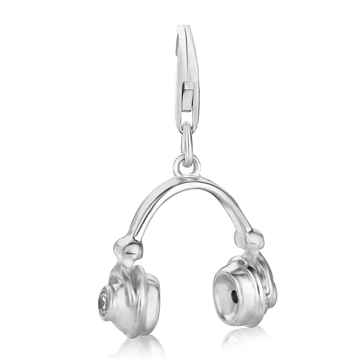 Sterling silver luxury headphone charms with modern design, perfect for adding elegance to any jewelry collection.