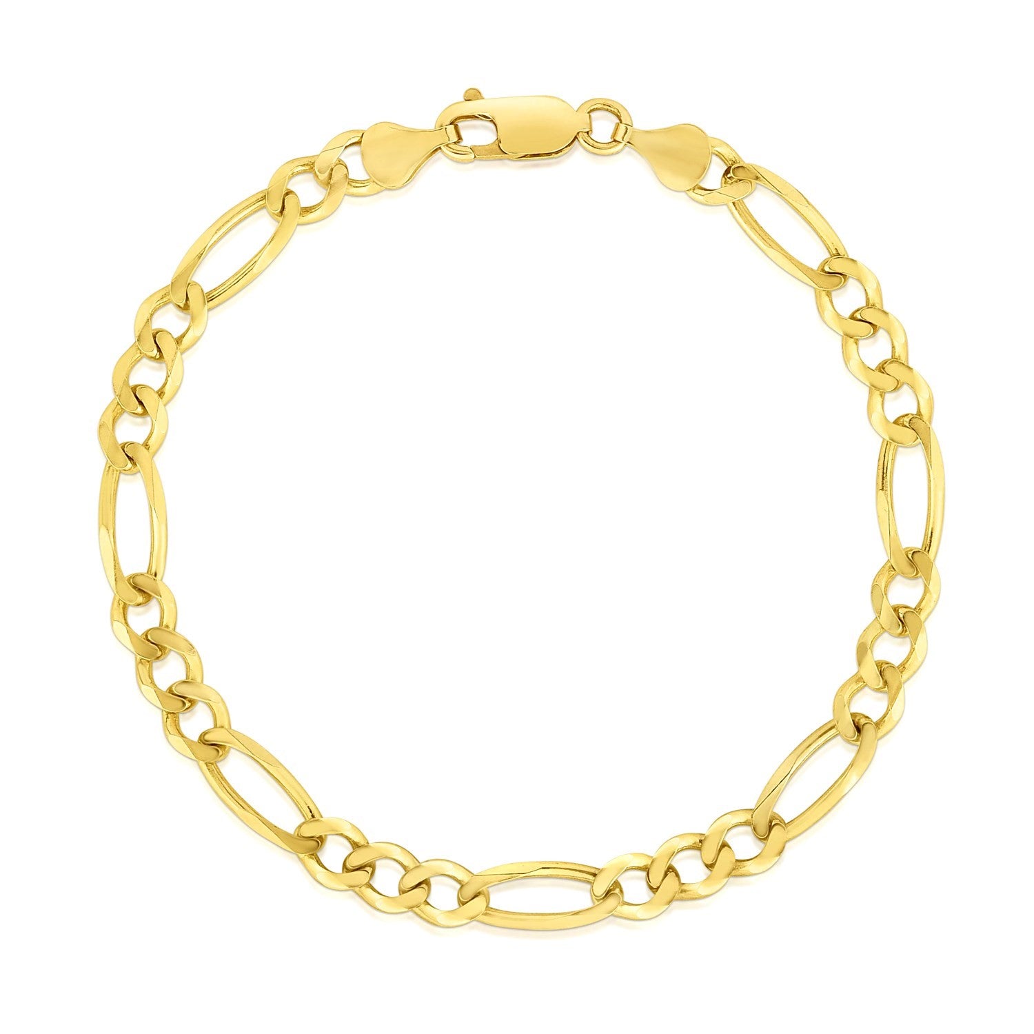Elegant 10k yellow gold solid Figaro bracelet featuring a sleek 4.50 mm design, perfect for luxury jewelry lovers.