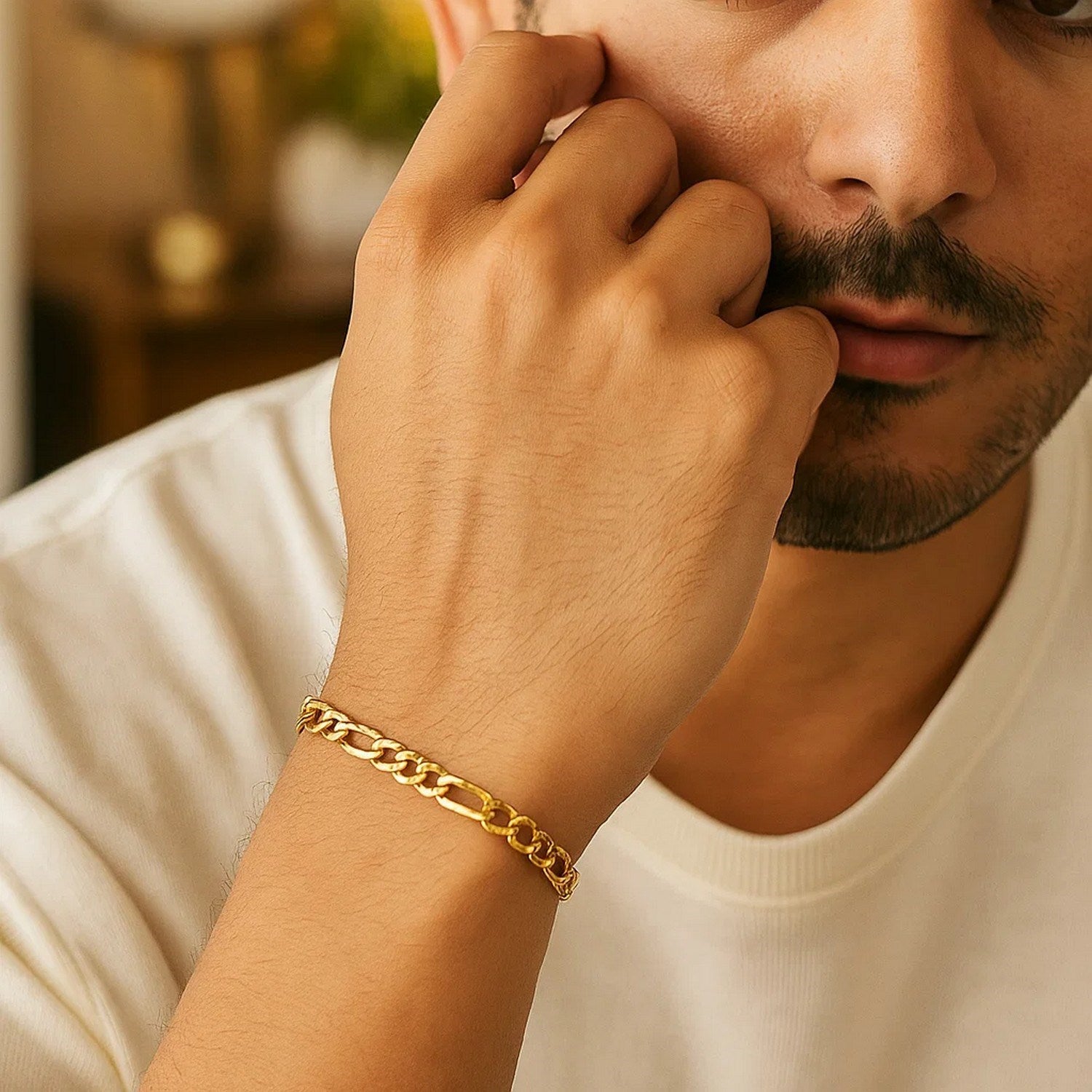 Elegant 10k yellow gold solid Figaro bracelet featuring a 4.50 mm design, perfect for luxurious everyday wear.