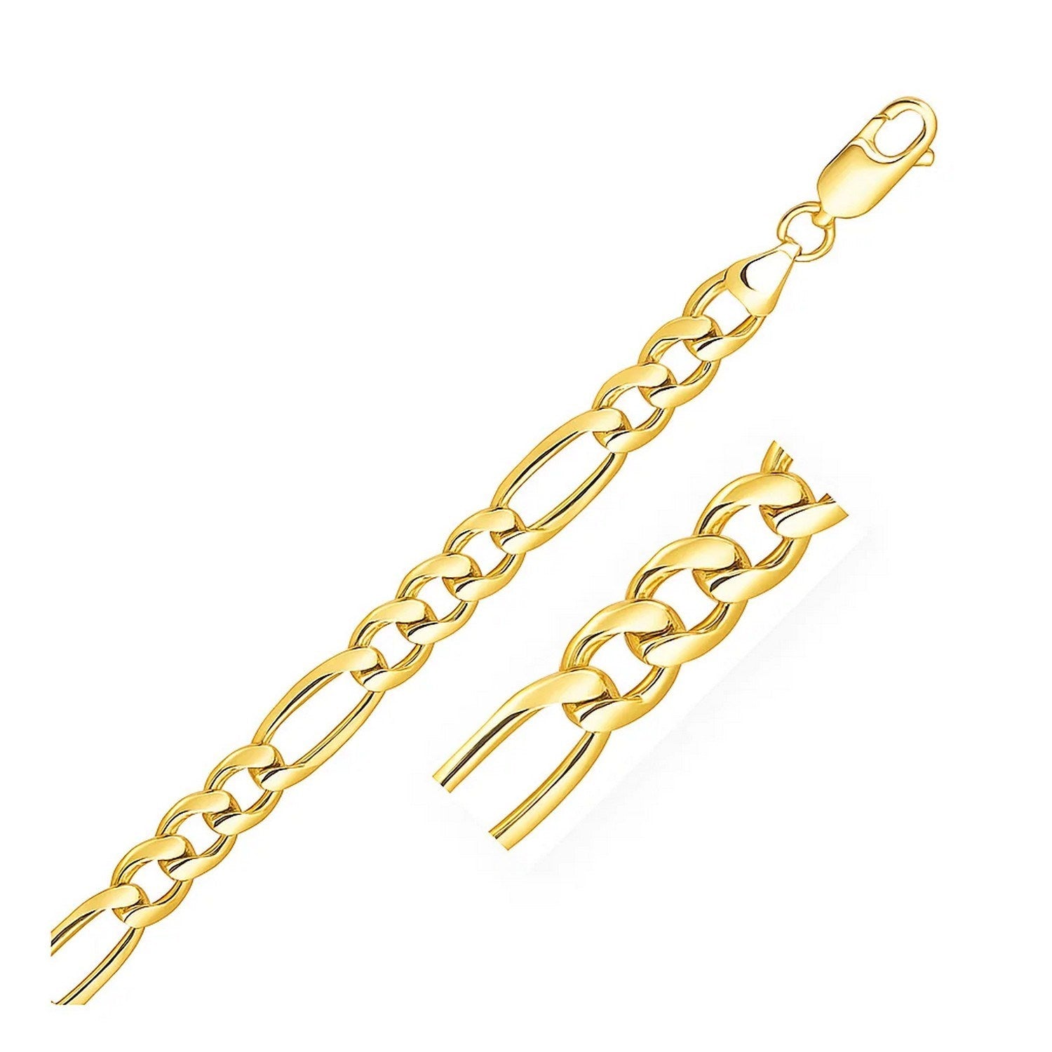 14k yellow gold solid Figaro bracelet featuring modern chain links, perfect for elegant layering or standalone wear.