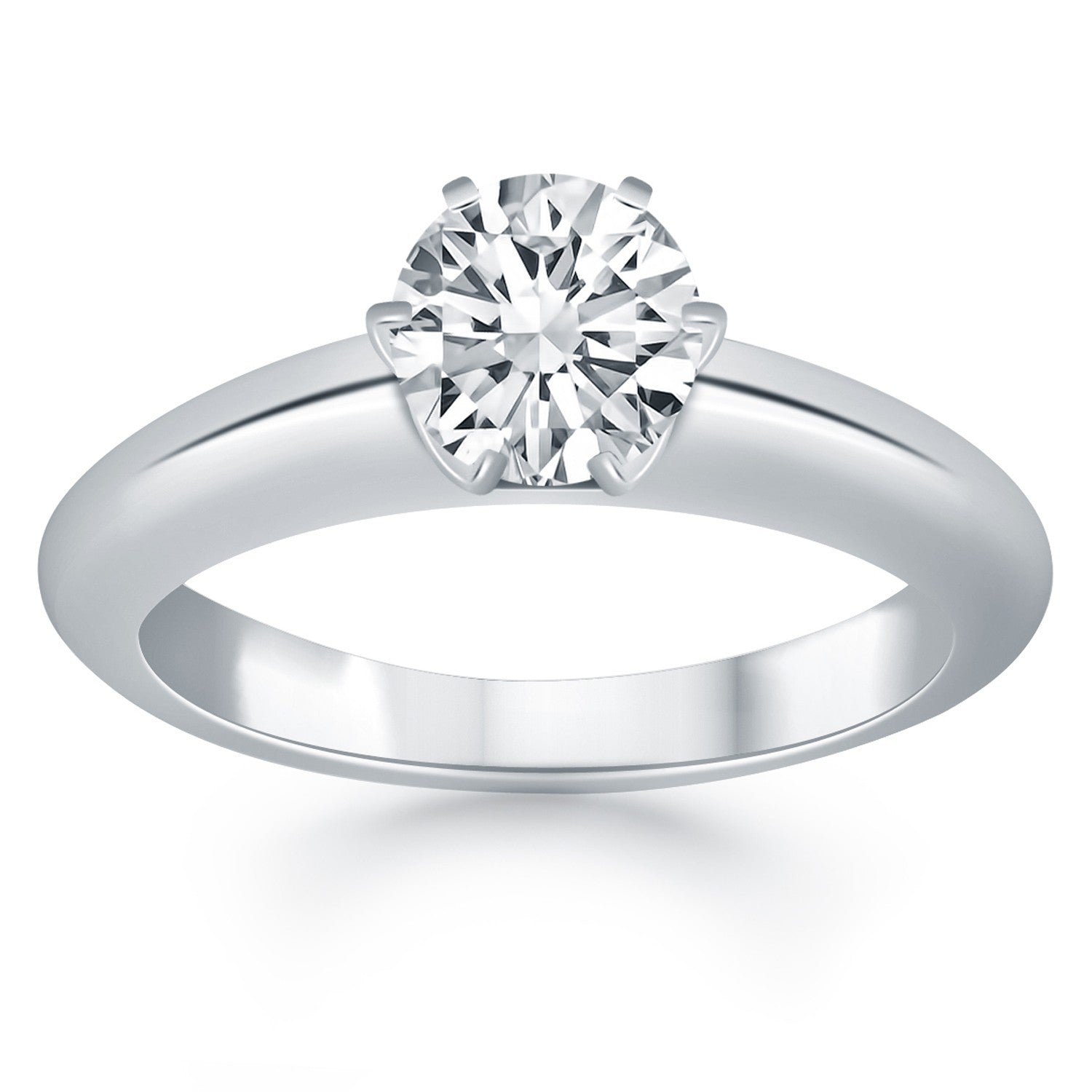 14k white gold cathedral engagement ring featuring a stunning round diamond solitaire for an elegant proposal.