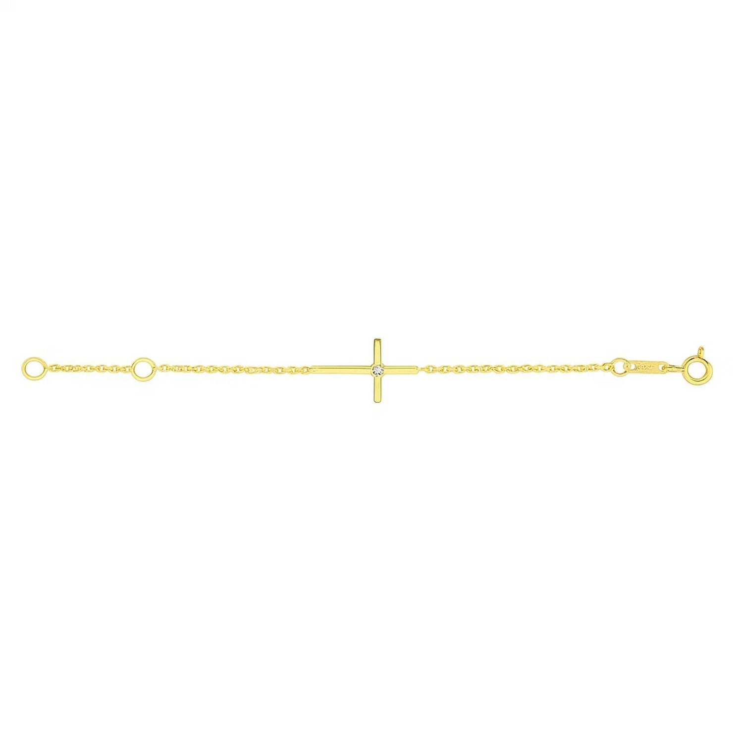 14k yellow gold children's bracelet featuring an elegant cross design on a delicate chain, perfect for young ones.