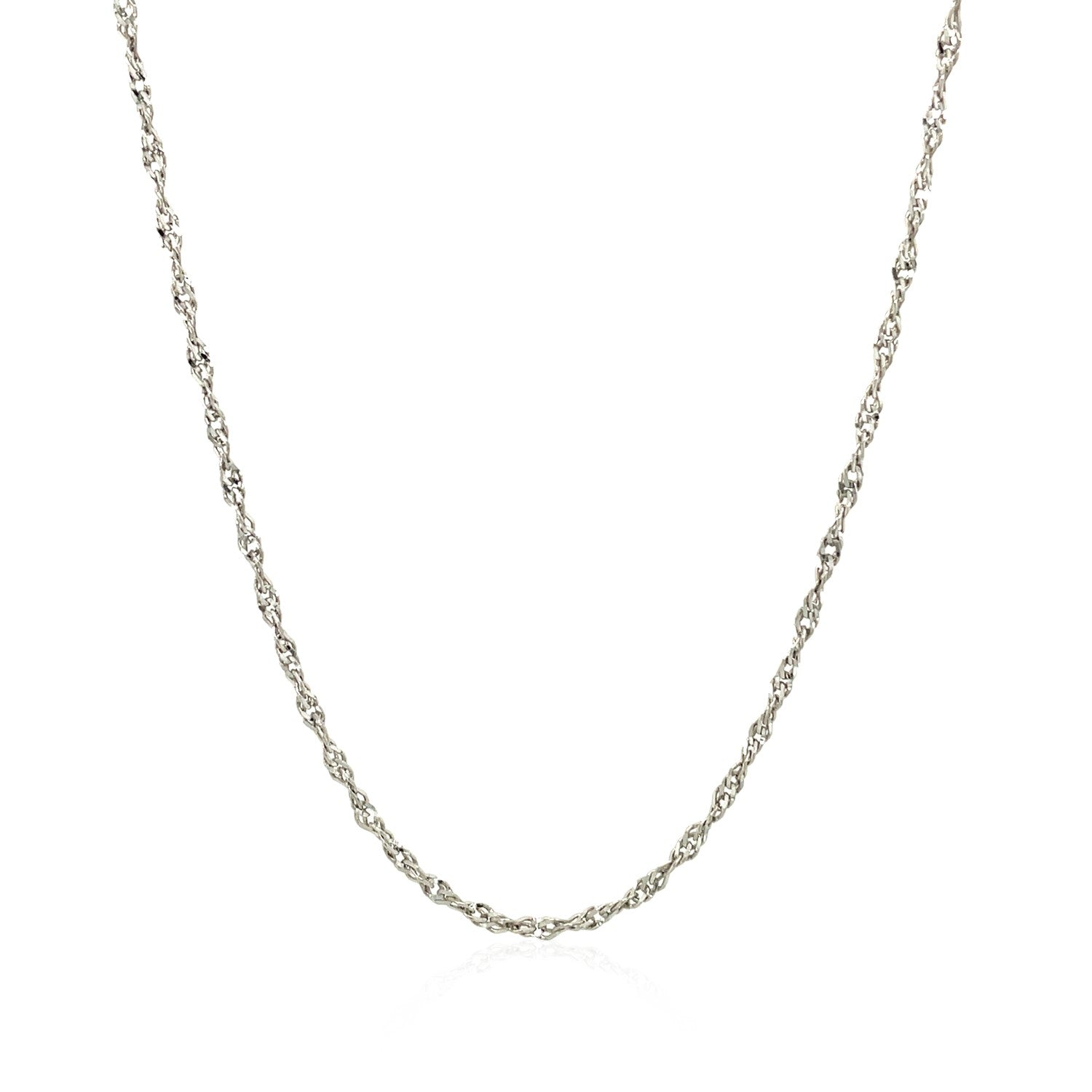 Sterling silver 1.6mm Singapore style chain featuring sleek, modern links for an elegant touch.