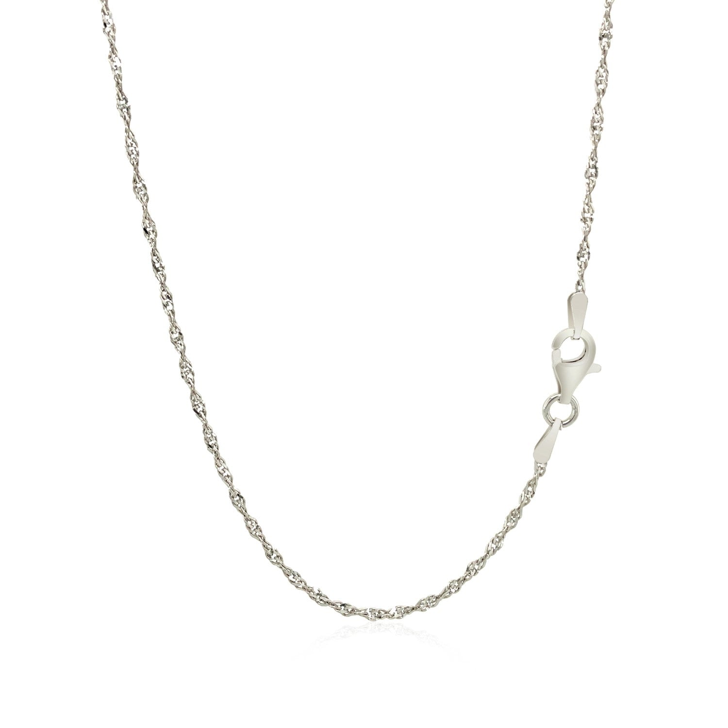 Sterling silver 1.6mm Singapore style chain with modern link design, perfect for layering or as a statement piece.