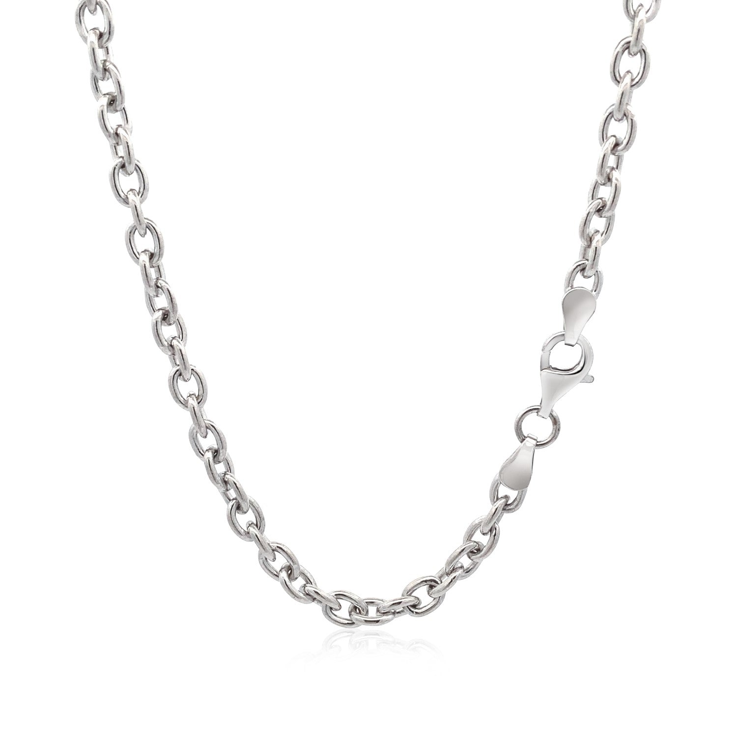 Sterling silver rhodium-plated chain bracelet featuring a modern flat heart motif station for elegant styling.