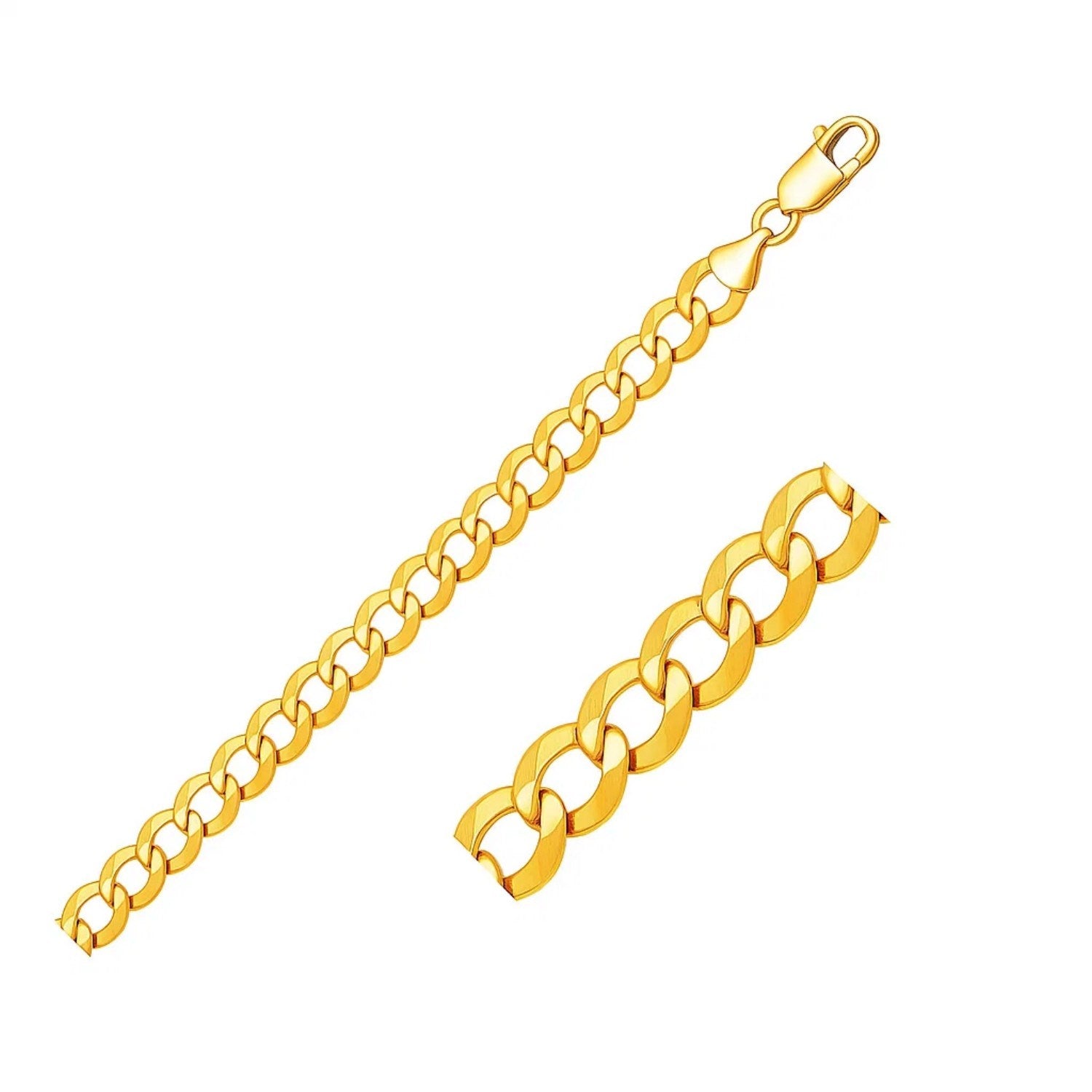14k yellow gold solid curb bracelet featuring a modern link design, perfect for elegant everyday wear.