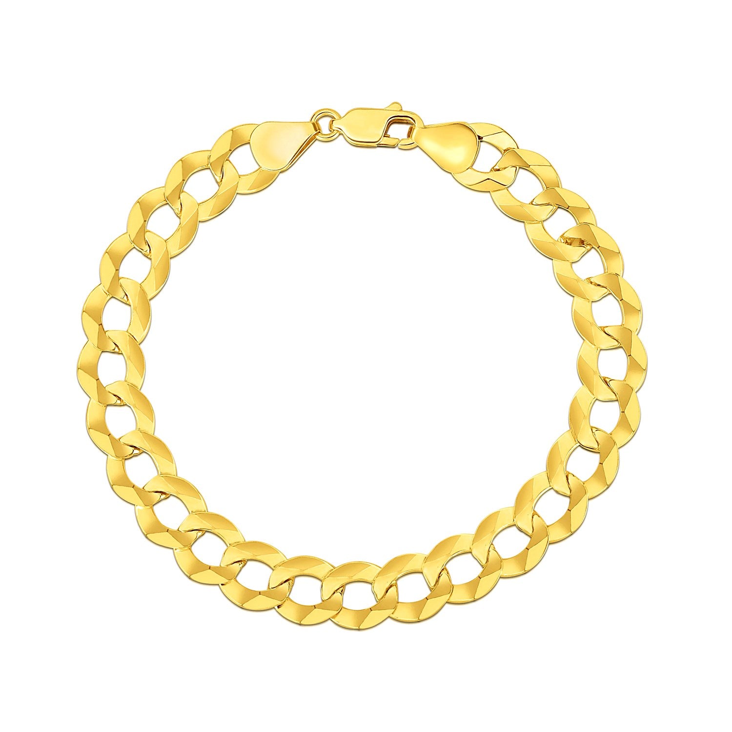 14k yellow gold solid curb bracelet with modern chain links, showcasing exquisite craftsmanship and timeless elegance.