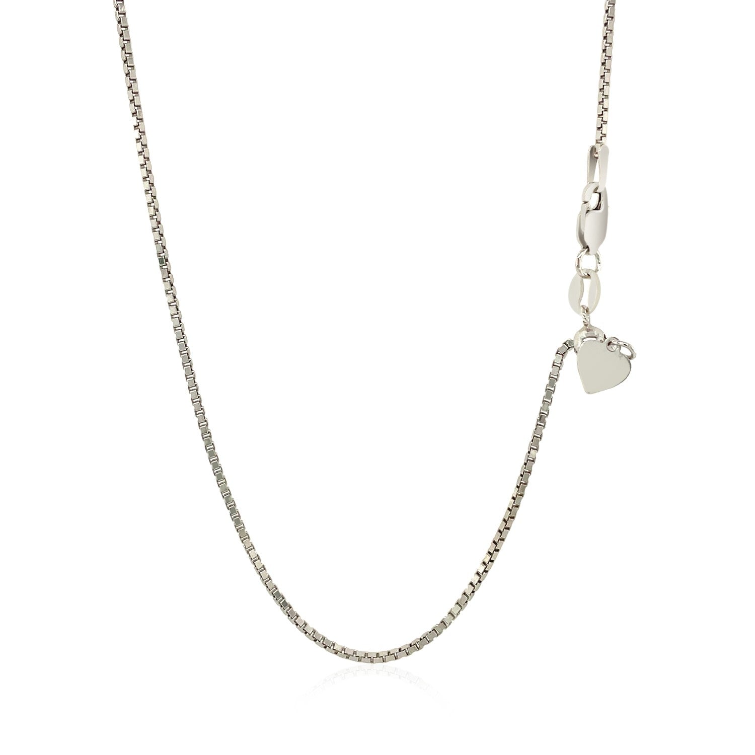 Sterling silver 1.4mm adjustable box chain featuring a modern dangle design, perfect for layering with luxury pendants.