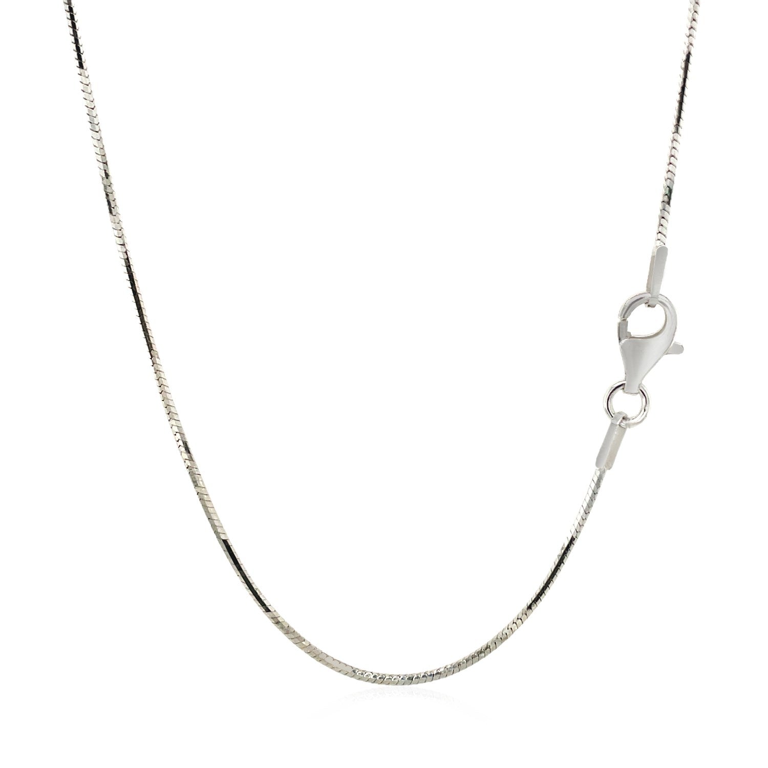 Sterling silver rhodium plated octagonal snake chain, modern design, 1.10 mm width, perfect for layering or standalone ele...