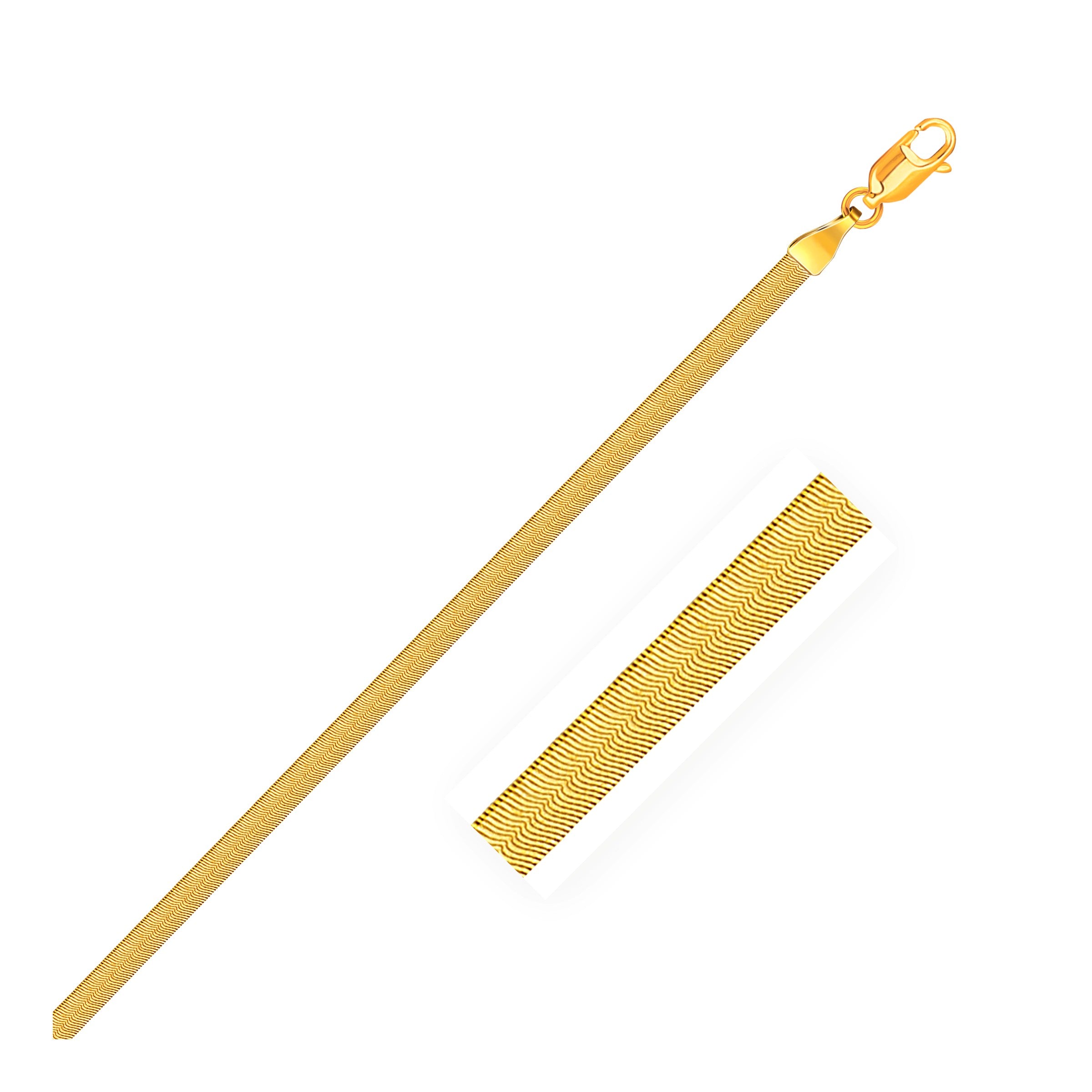 14k yellow gold super flex herringbone bracelet with a modern design, showcasing a sleek and elegant style.