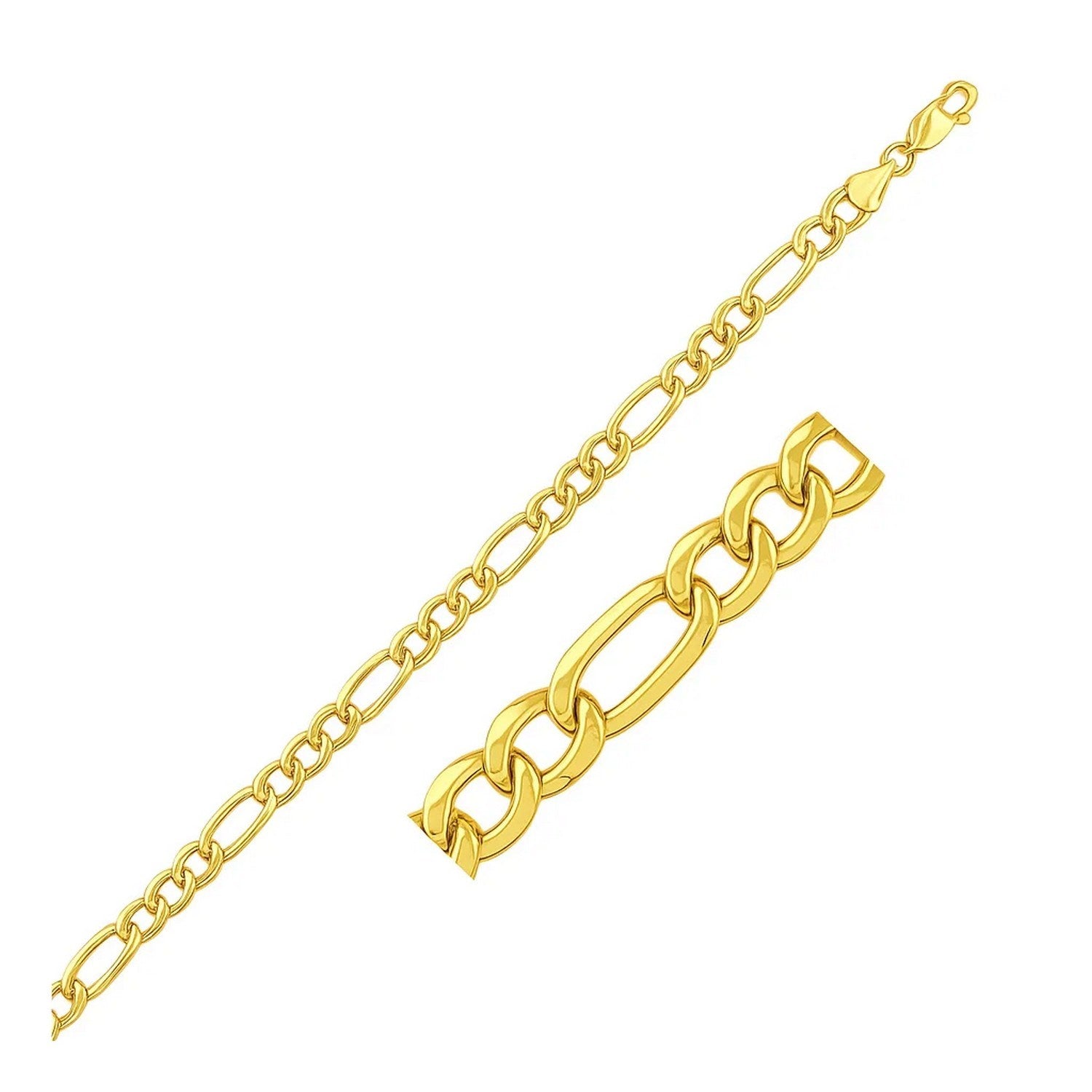 14k yellow gold Lite Figaro bracelet featuring modern link design, perfect for elegant everyday wear.