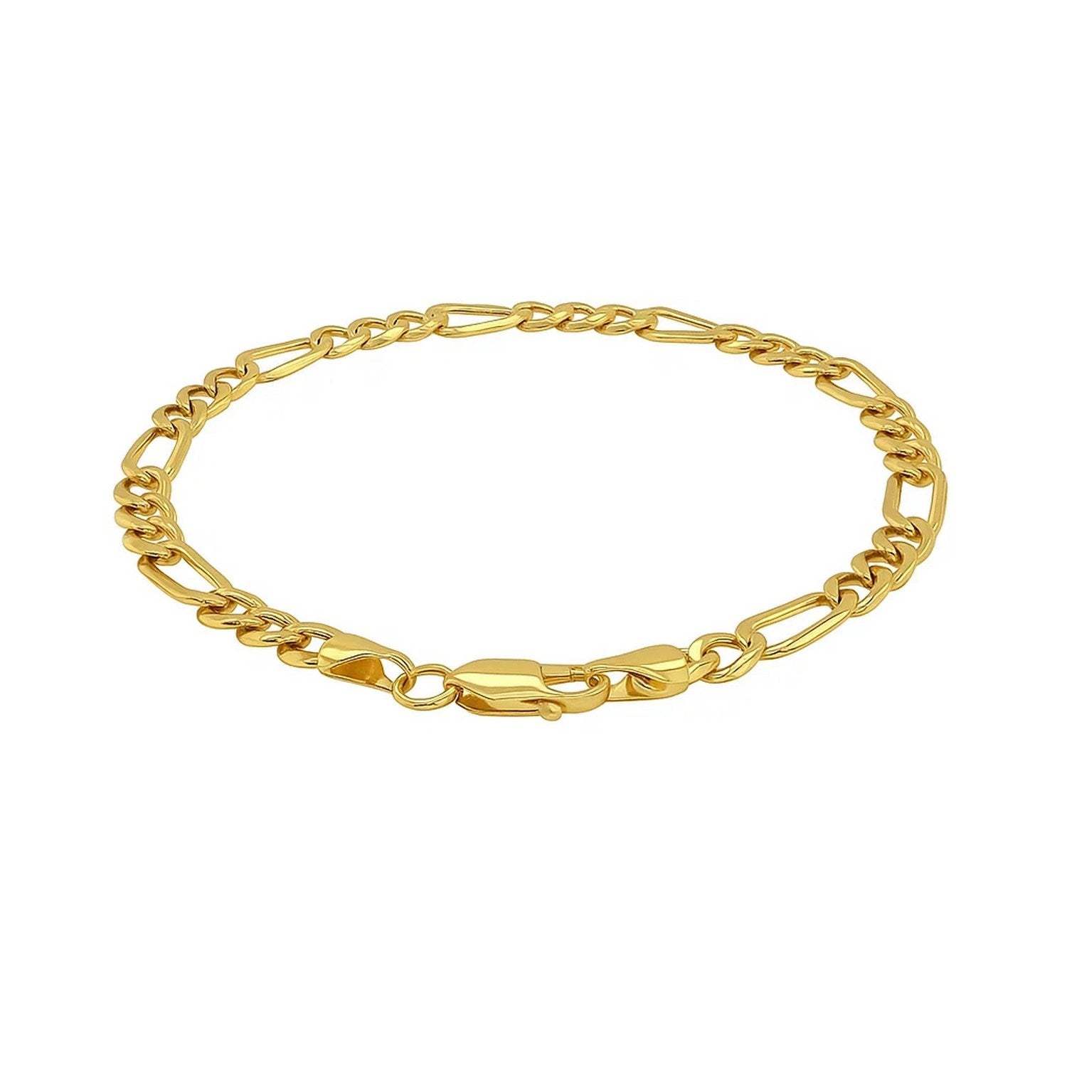 14k yellow gold Lite Figaro bracelet featuring modern stud and link design, showcasing elegance and luxury craftsmanship.
