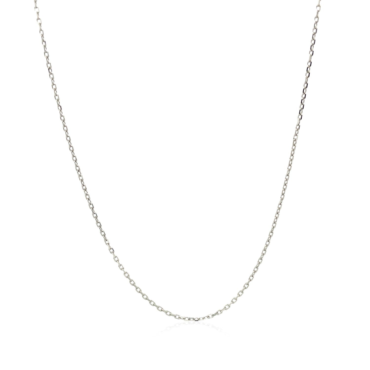 Sterling silver rhodium plated cable chain with modern link design, perfect for layering or as a statement piece.