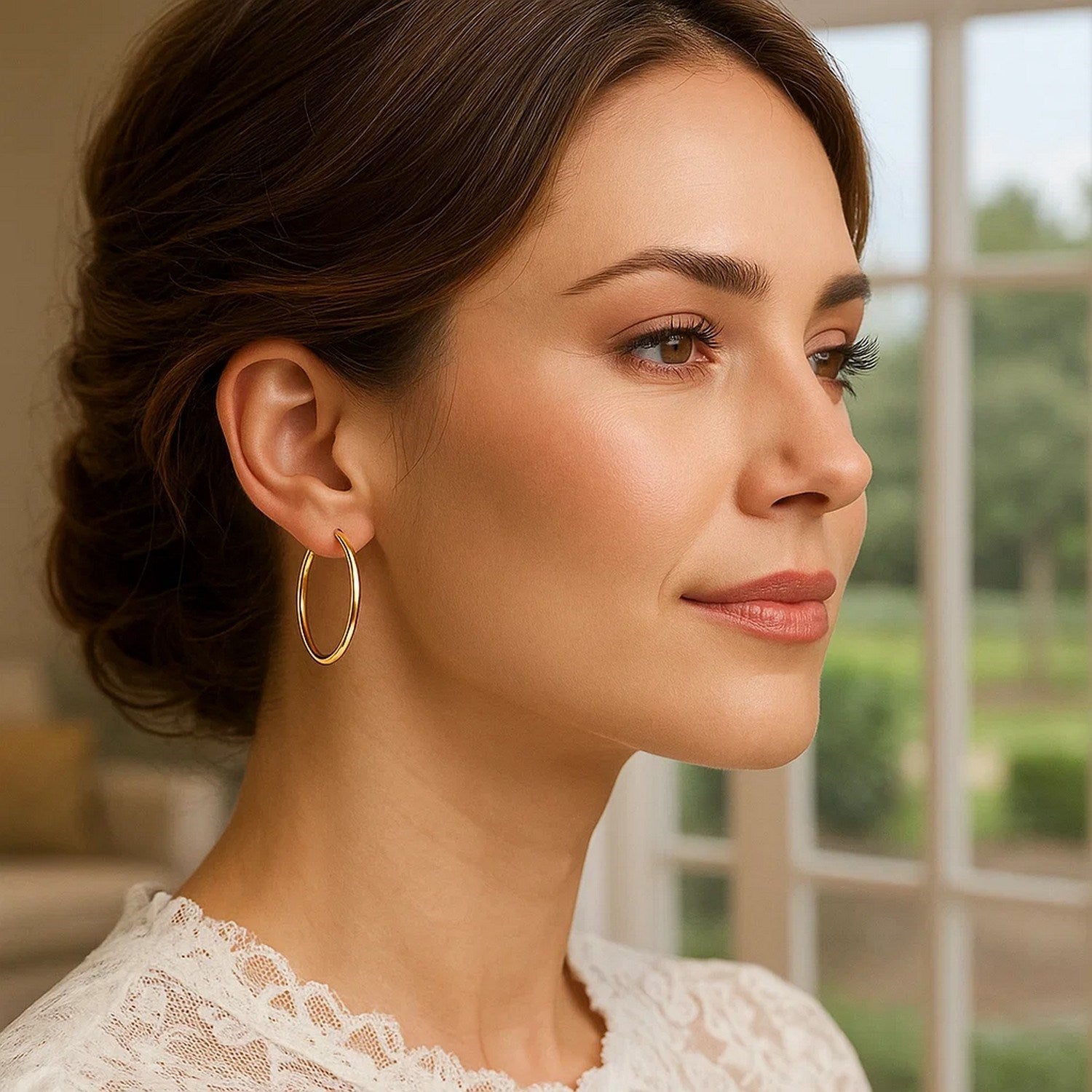 14k yellow gold polished hoop earrings, minimalist design, perfect for elegant everyday wear.