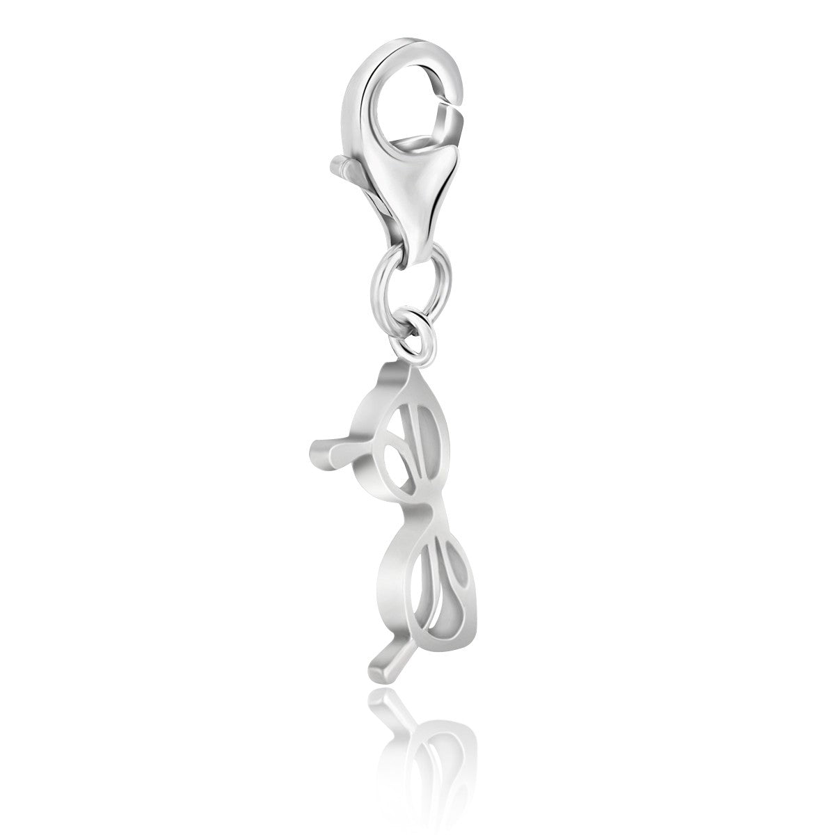 Sterling silver eyeglasses charms with modern design, perfect for adding a touch of luxury to any jewelry collection.