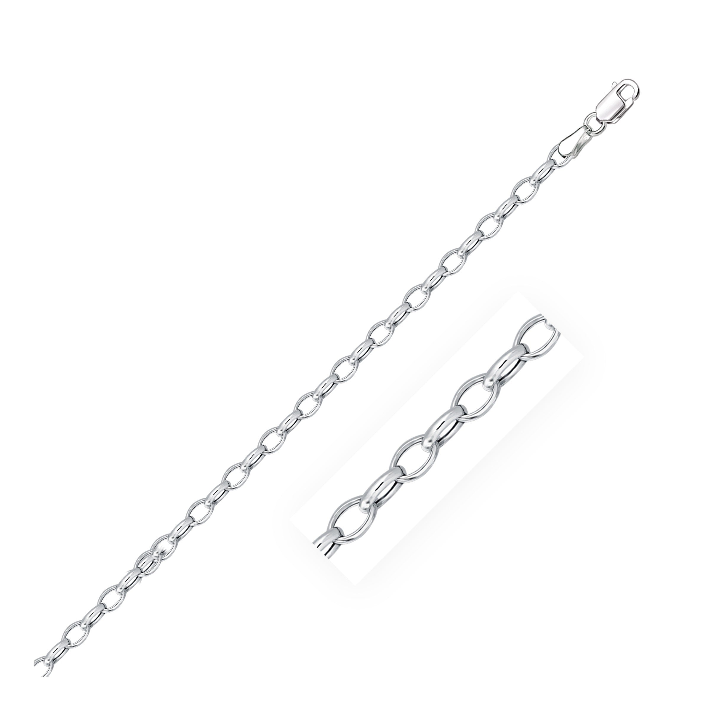 14k white gold oval rolo bracelet featuring modern link design, perfect for elegant layering or standalone wear.