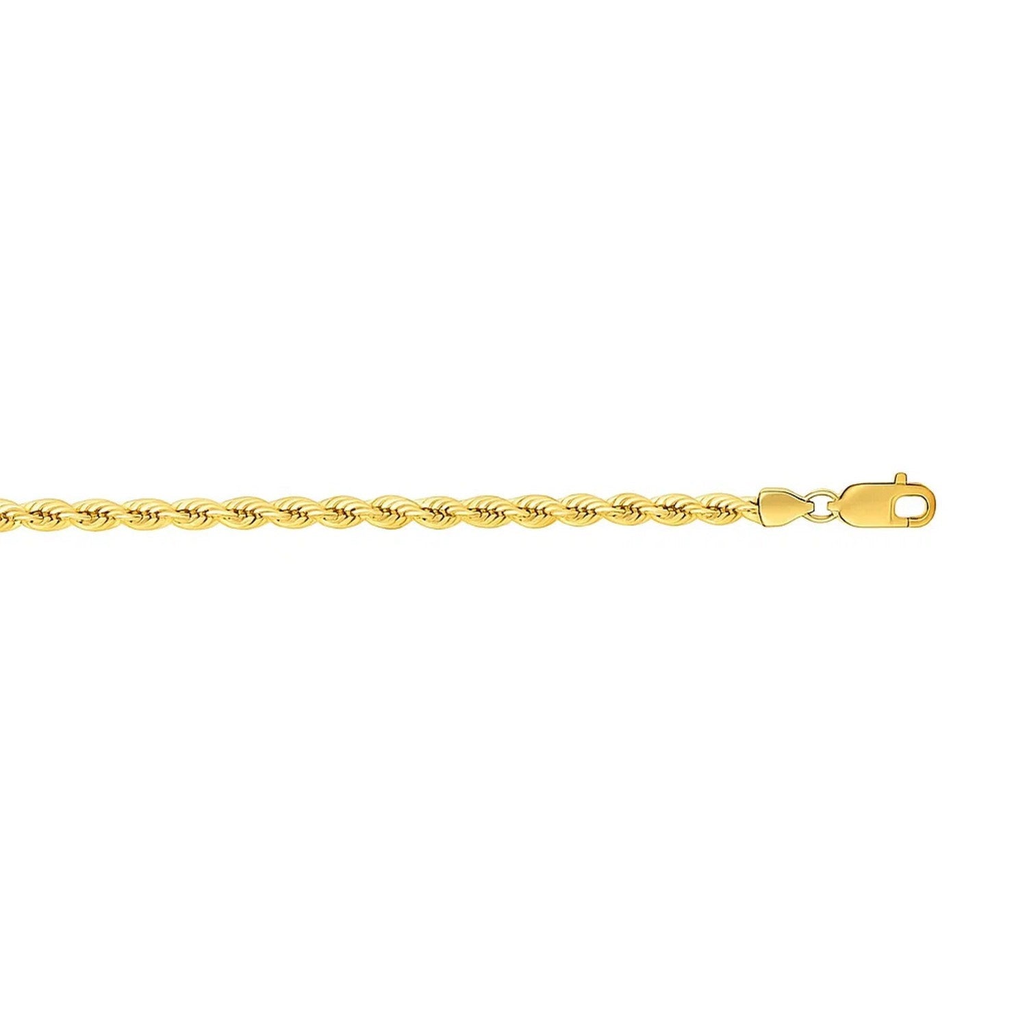 14k yellow gold solid rope bracelet, 3.00 mm, showcasing modern luxury with intricate twisted design.