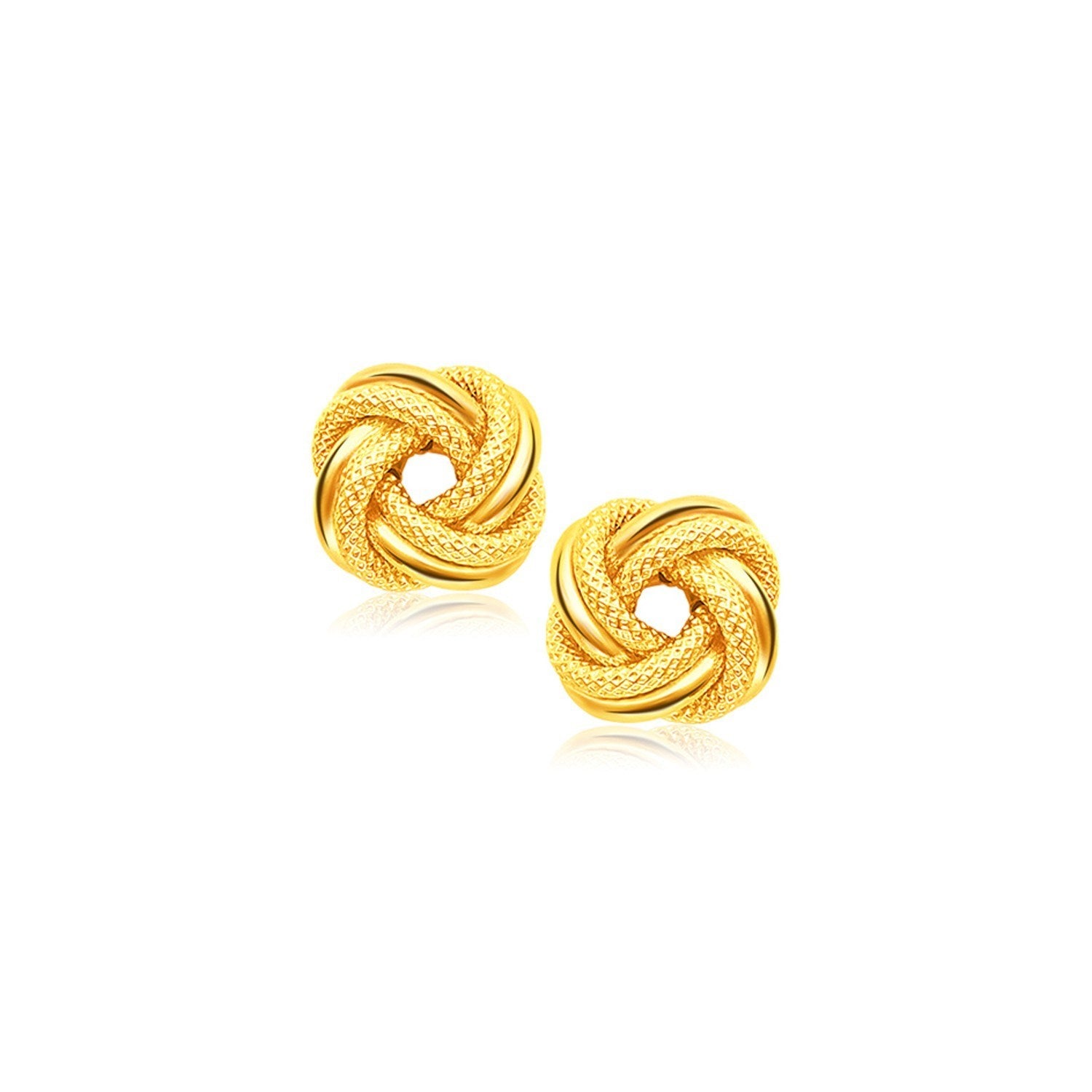 14k yellow gold textured polished stud earrings, exuding elegance with a refined finish for sophisticated style.