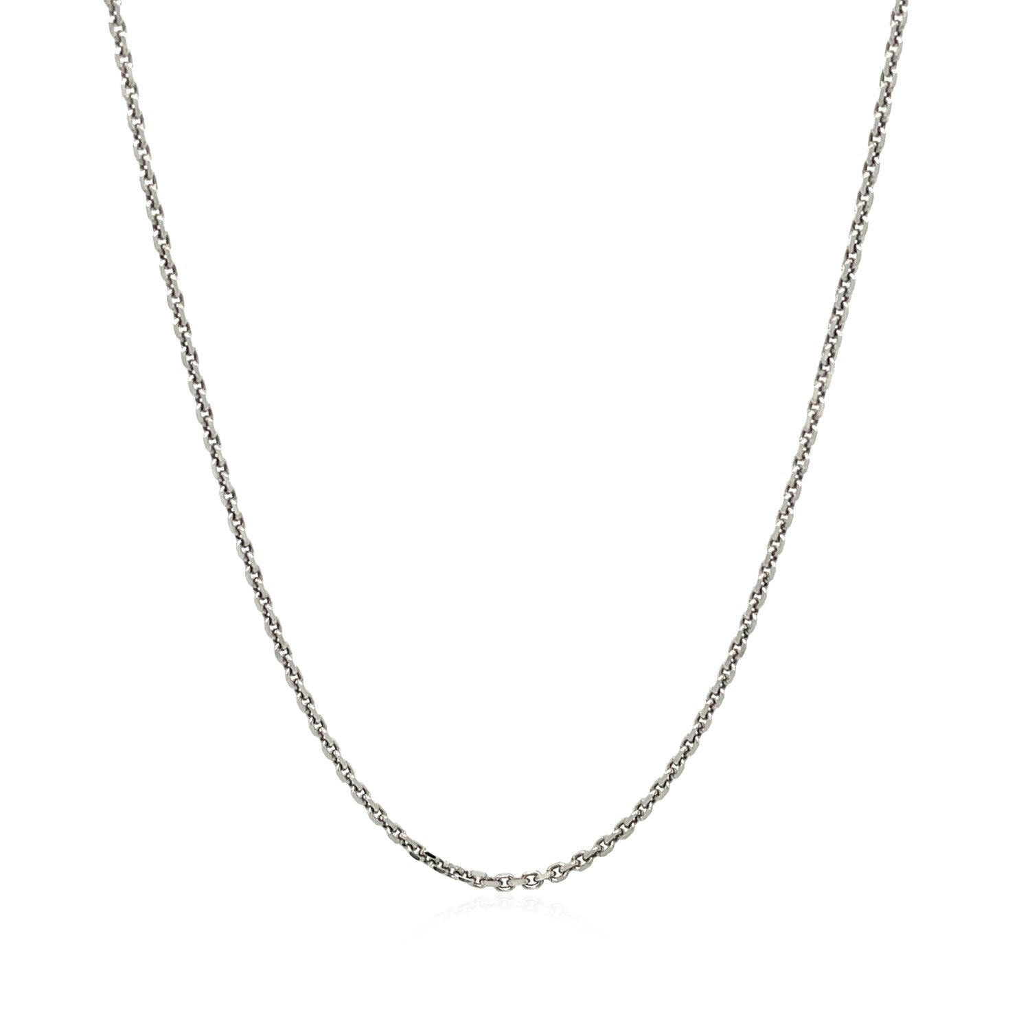Sterling silver rhodium plated cable chain, 1.40 mm, showcasing elegant design and luxurious shine.