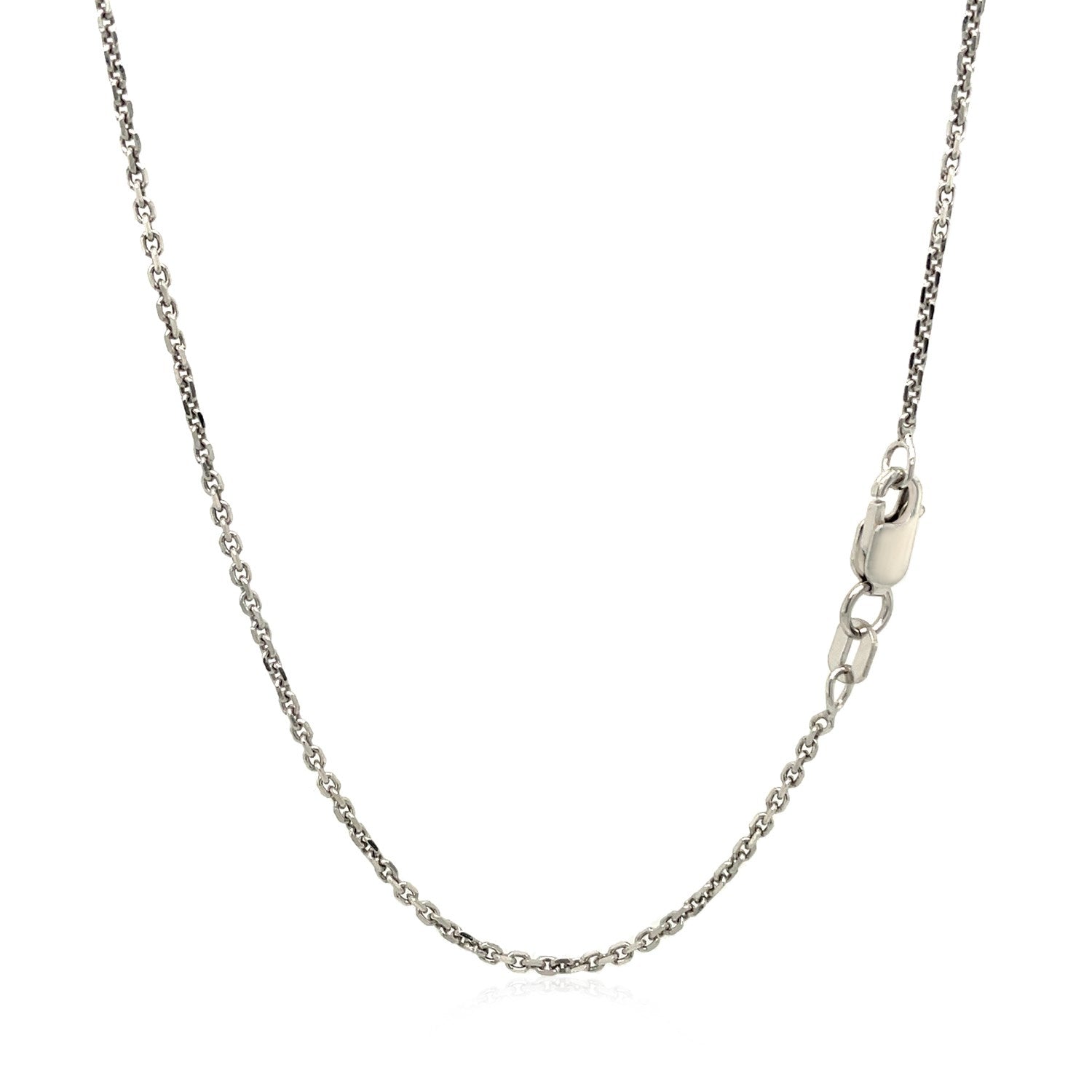 Sterling silver rhodium plated cable chain, 1.40 mm, showcasing elegant design and luxurious craftsmanship.