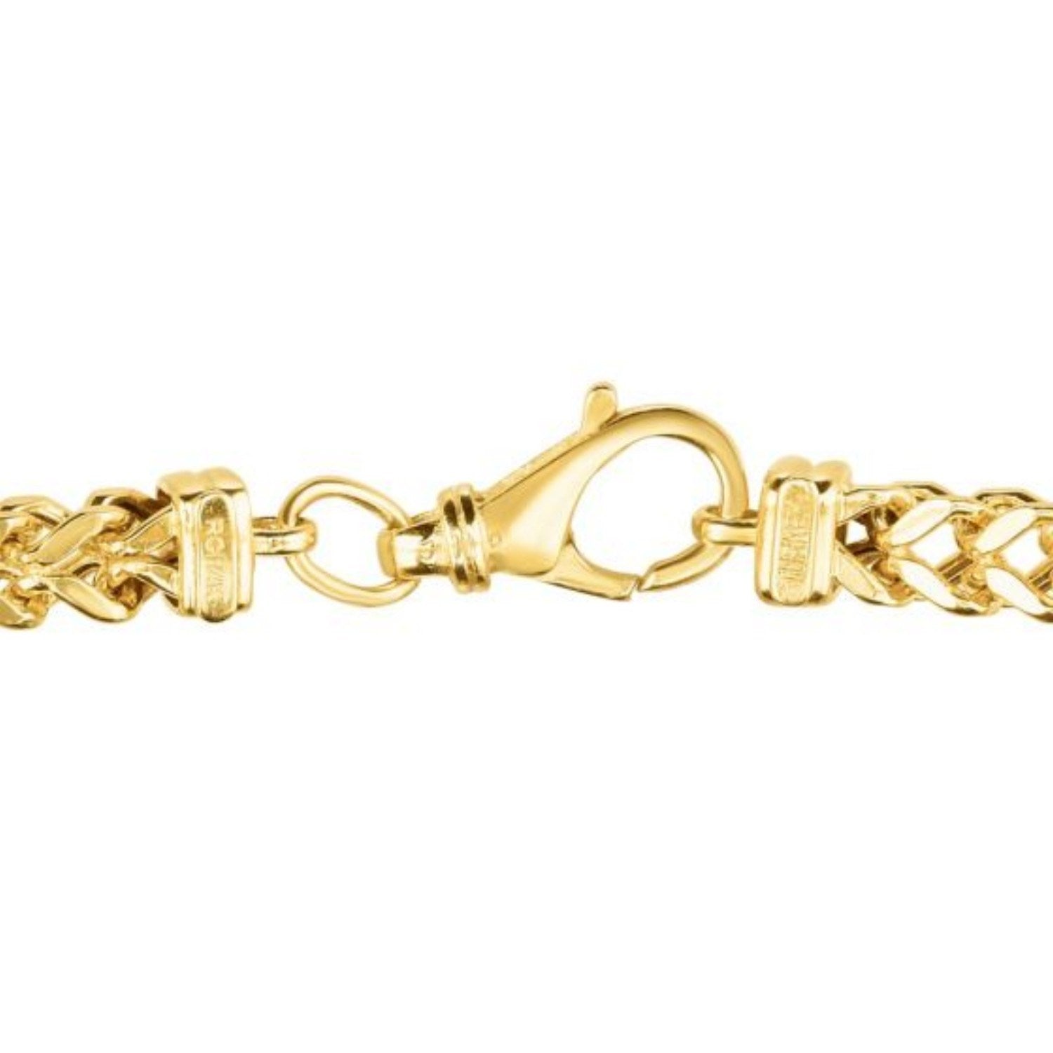 14k yellow gold square Franco bracelet featuring classic links and a polished finish, perfect for elegant layering.