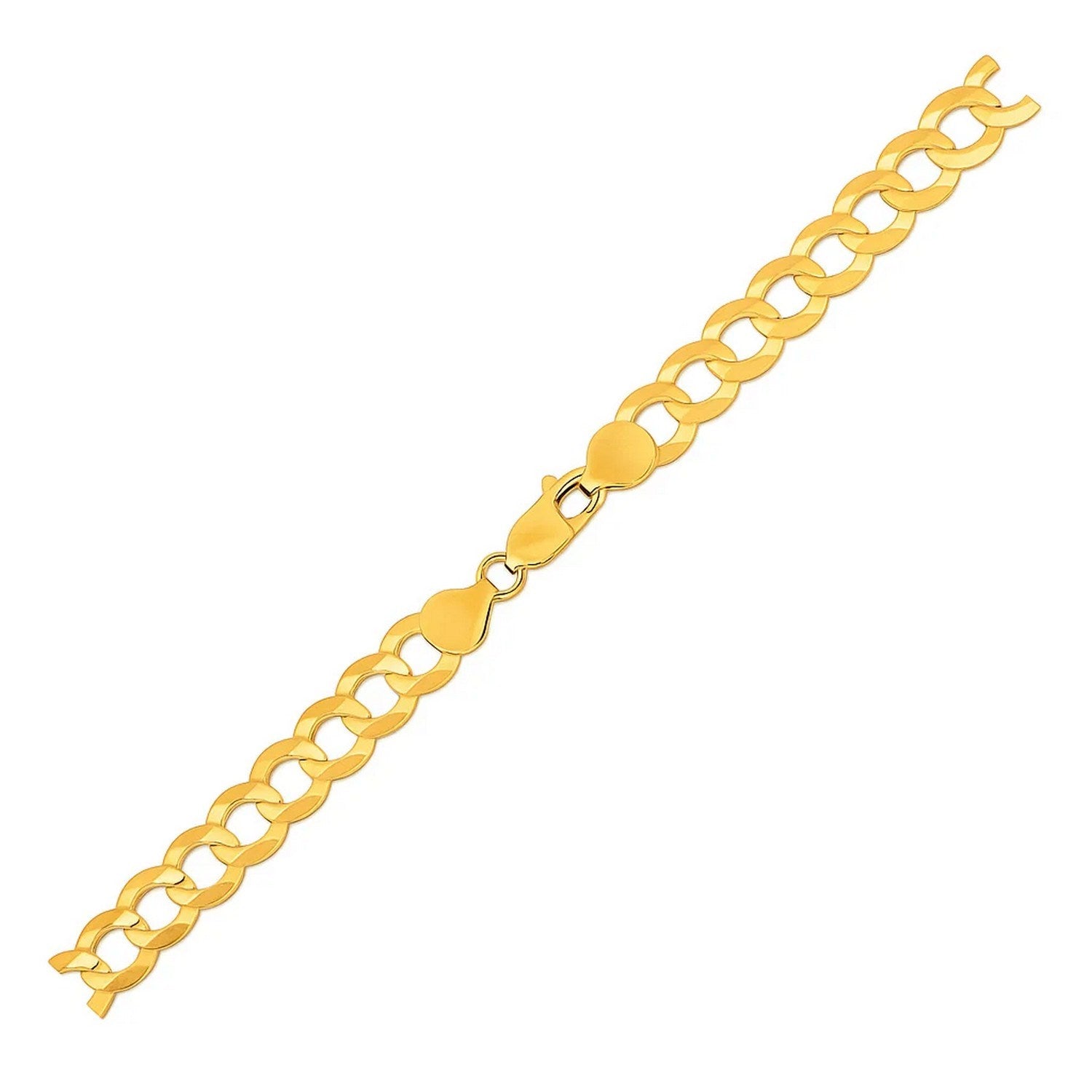 14k yellow gold solid curb bracelet with a modern chain design, showcasing elegance and luxury in every detail.