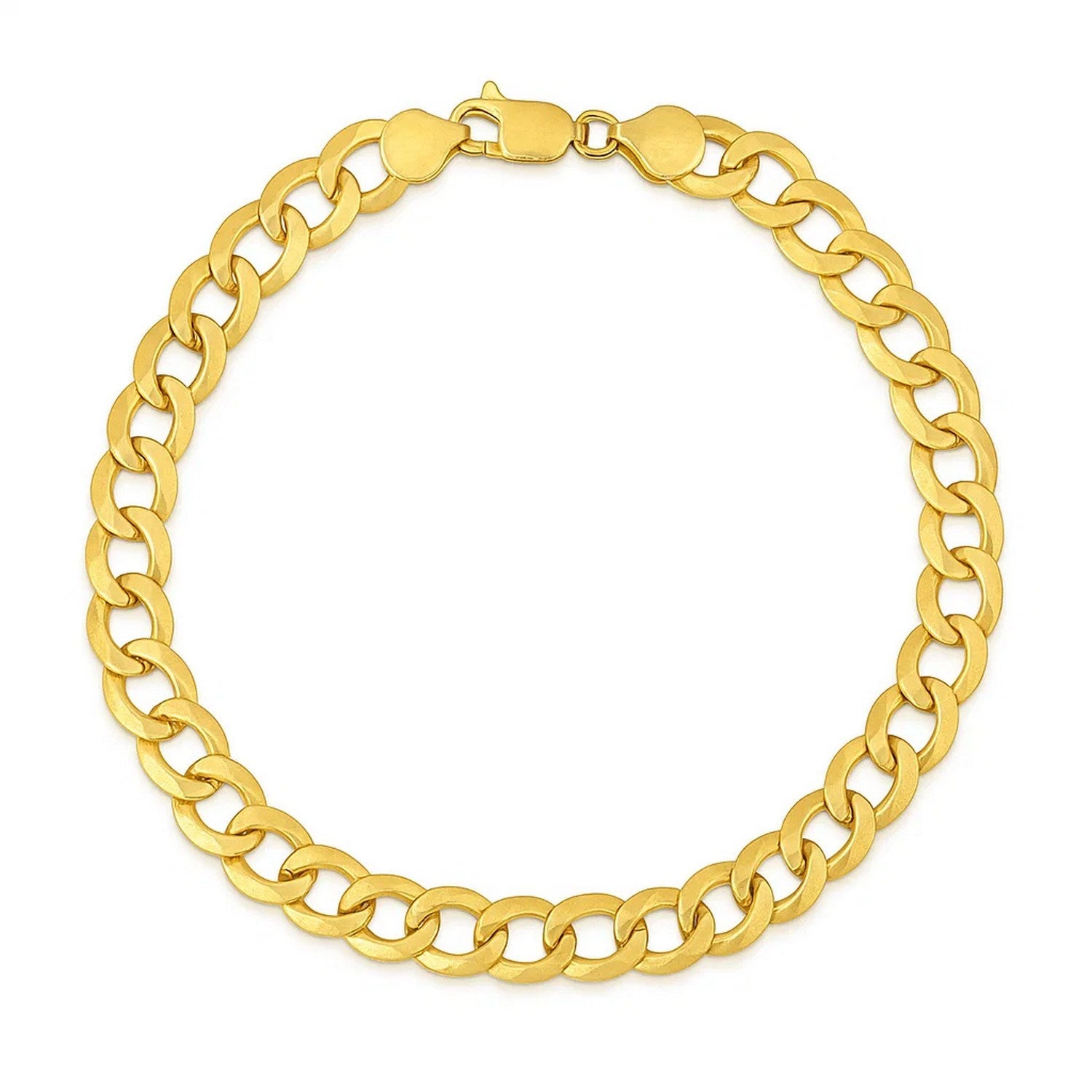 14k yellow gold solid curb bracelet, modern design with a sleek chain, perfect for luxury jewelry enthusiasts.