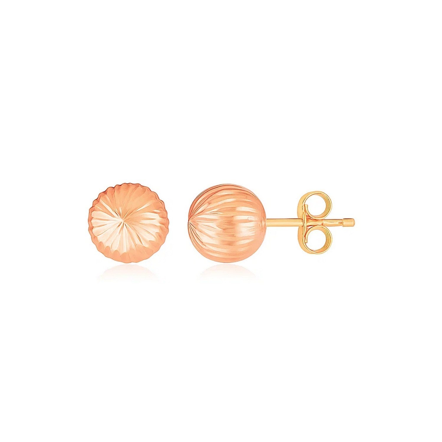 14k rose gold textured ball stud earrings featuring a modern design for elegant everyday wear.
