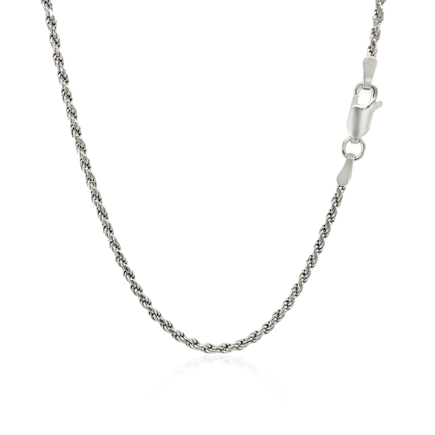 Sterling silver 1.8mm diamond cut rope chain, modern design, perfect for layering or as a statement piece.