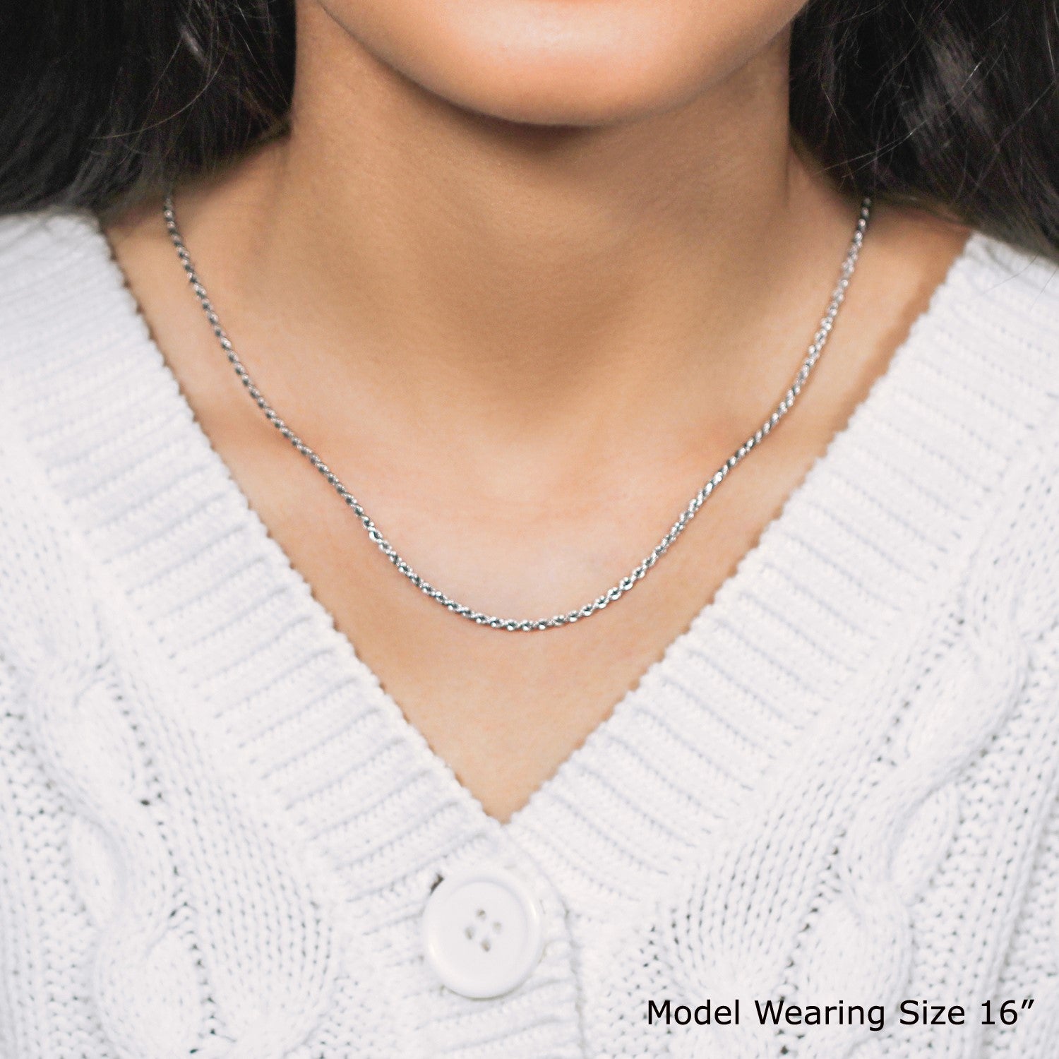 Sterling silver 1.8mm diamond cut rope chain showcasing modern elegance and intricate design details.