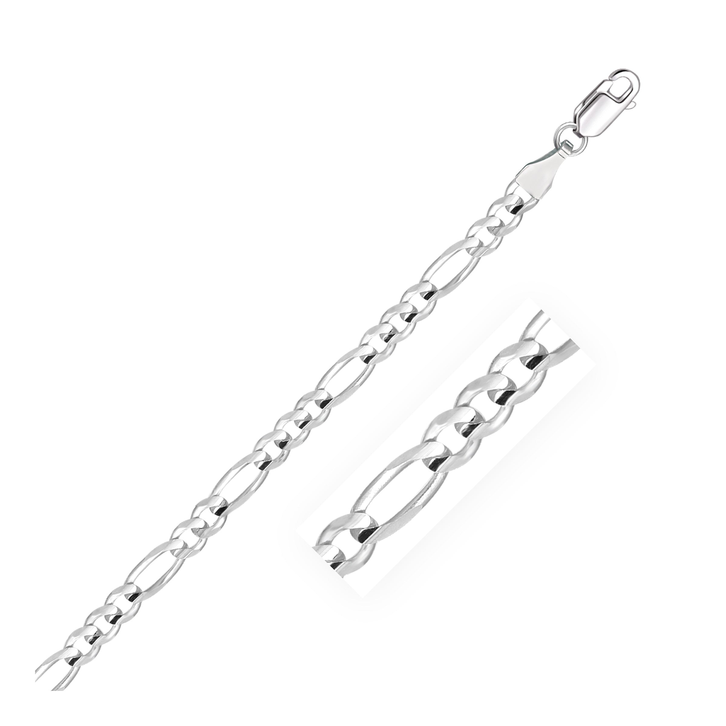 14k white gold solid Figaro bracelet featuring modern links, perfect for elegant layering or standalone sophistication.