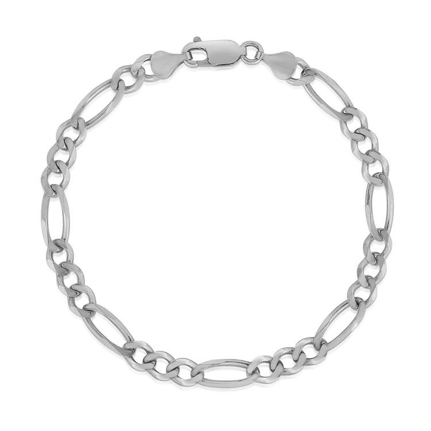 14k white gold solid Figaro bracelet featuring modern links, showcasing elegance and timeless luxury.