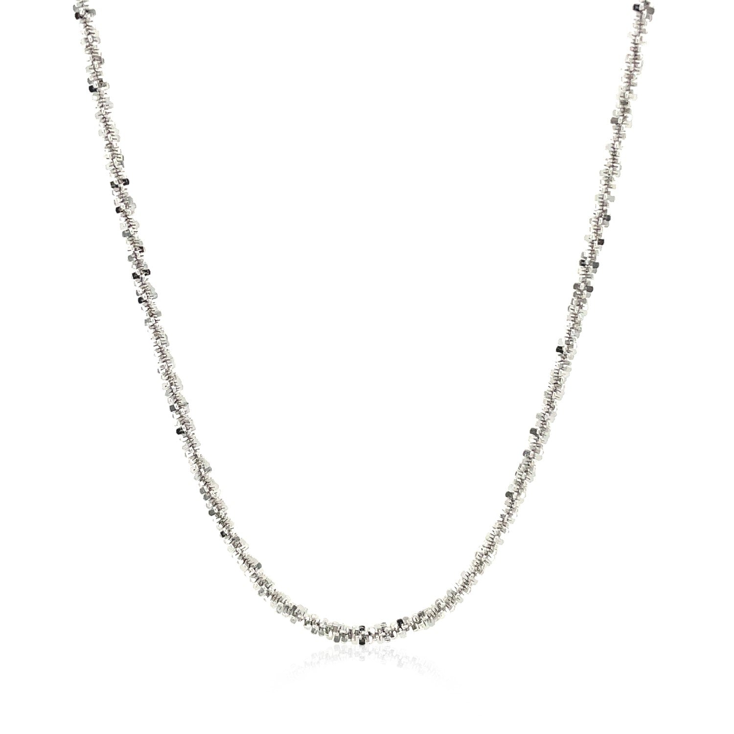 Rhodium plated sterling silver 2.2mm sparkle style chain, elegantly designed for timeless luxury and versatility.