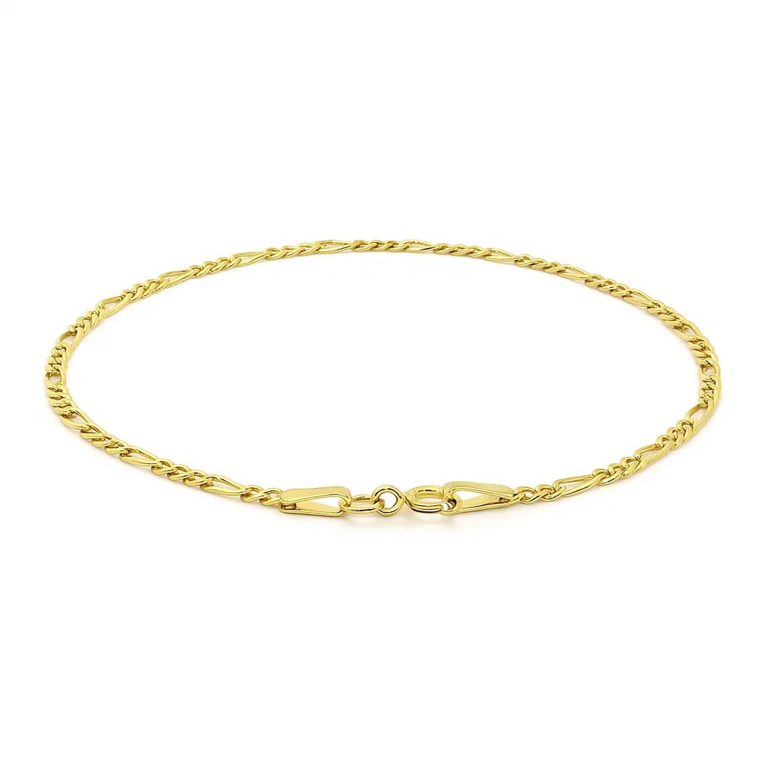 Elegant 14k yellow gold Figaro bracelet featuring a refined chain link design, perfect for luxury jewelry enthusiasts.