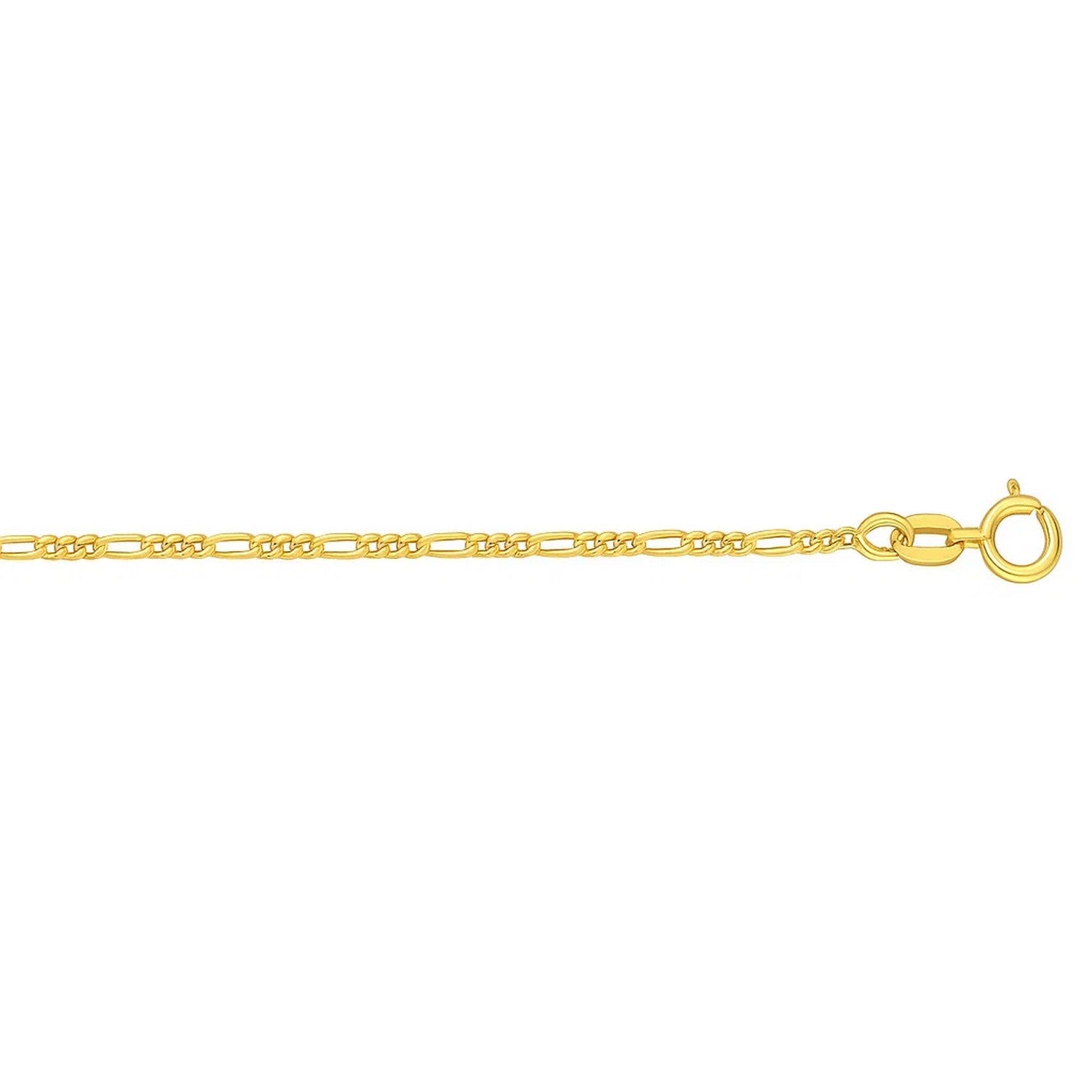 Elegant 14k yellow gold Figaro bracelet featuring a refined chain link design, perfect for sophisticated styling.