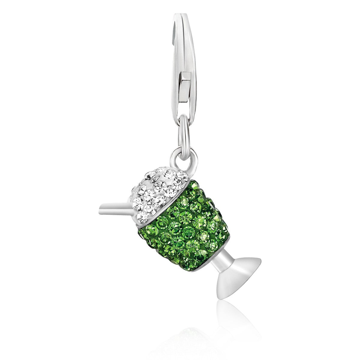 Sterling silver ice cream cup charm adorned with multi-tone crystals, exuding elegance and luxury for charm bracelets.