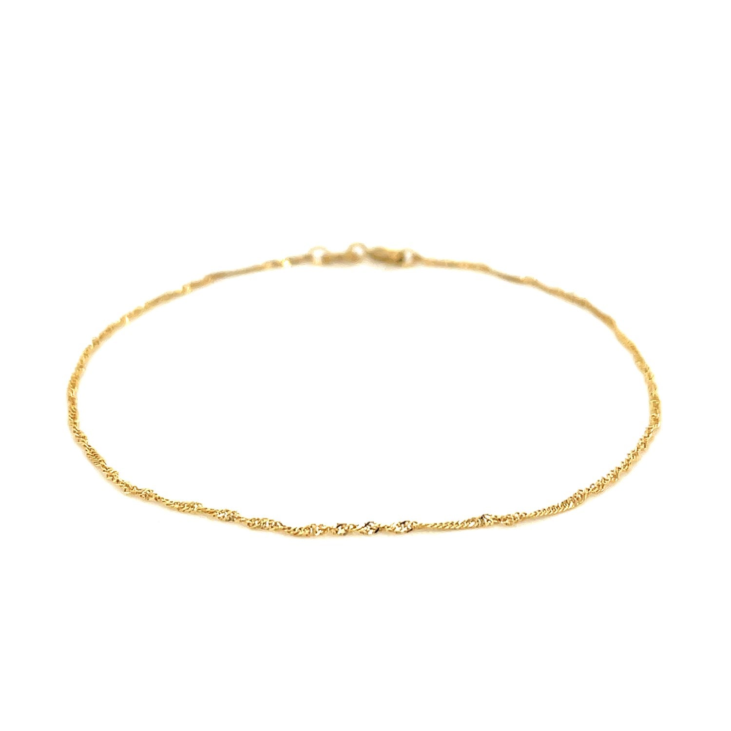 14k yellow gold Singapore bracelet featuring a classic chain design, perfect for elegant layering or solo wear.