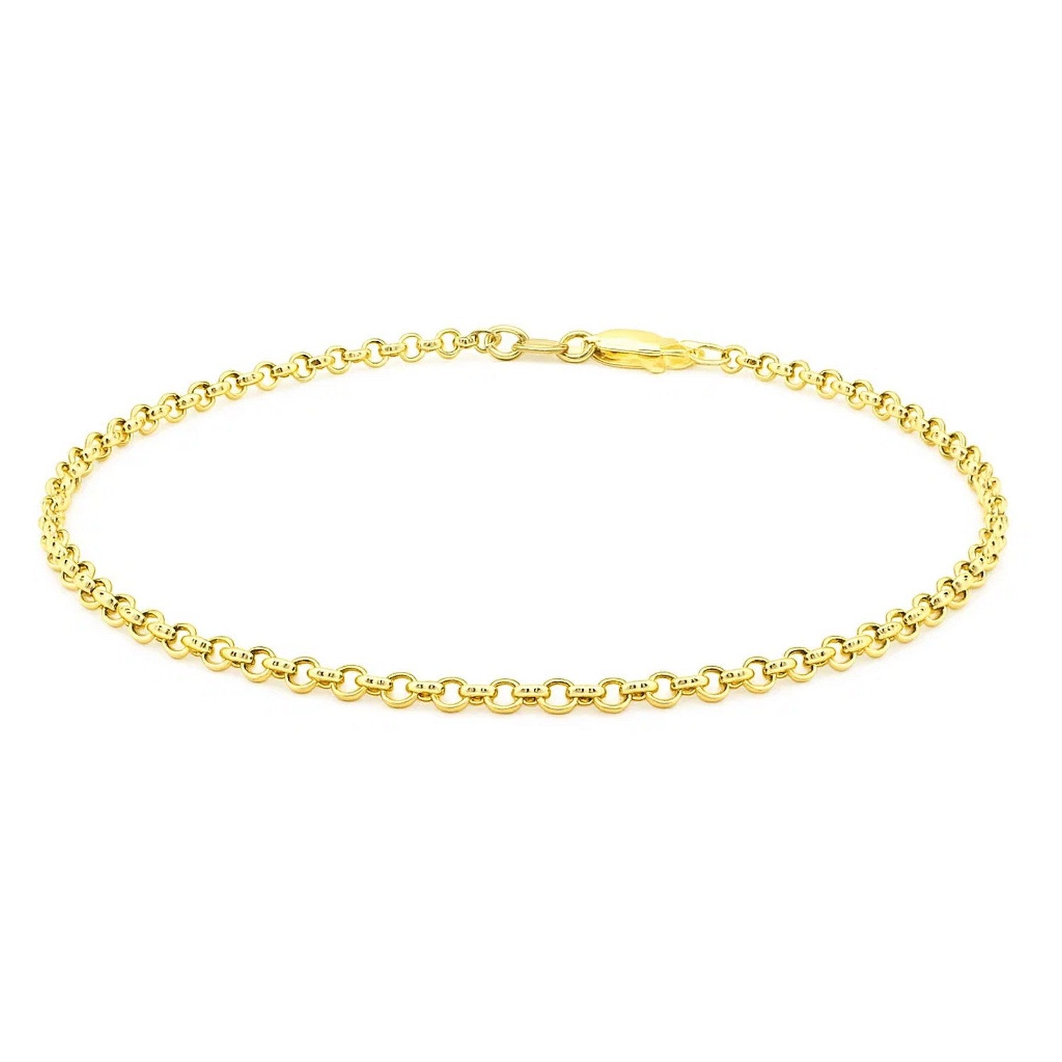 14k yellow gold rolo bracelet featuring modern chain links, showcasing elegance and timeless luxury.