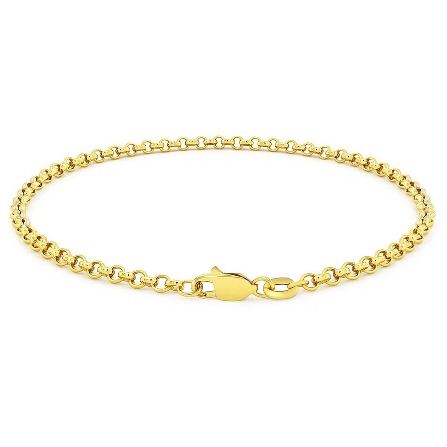 14k yellow gold rolo bracelet featuring modern chain links, showcasing elegance and timeless luxury.