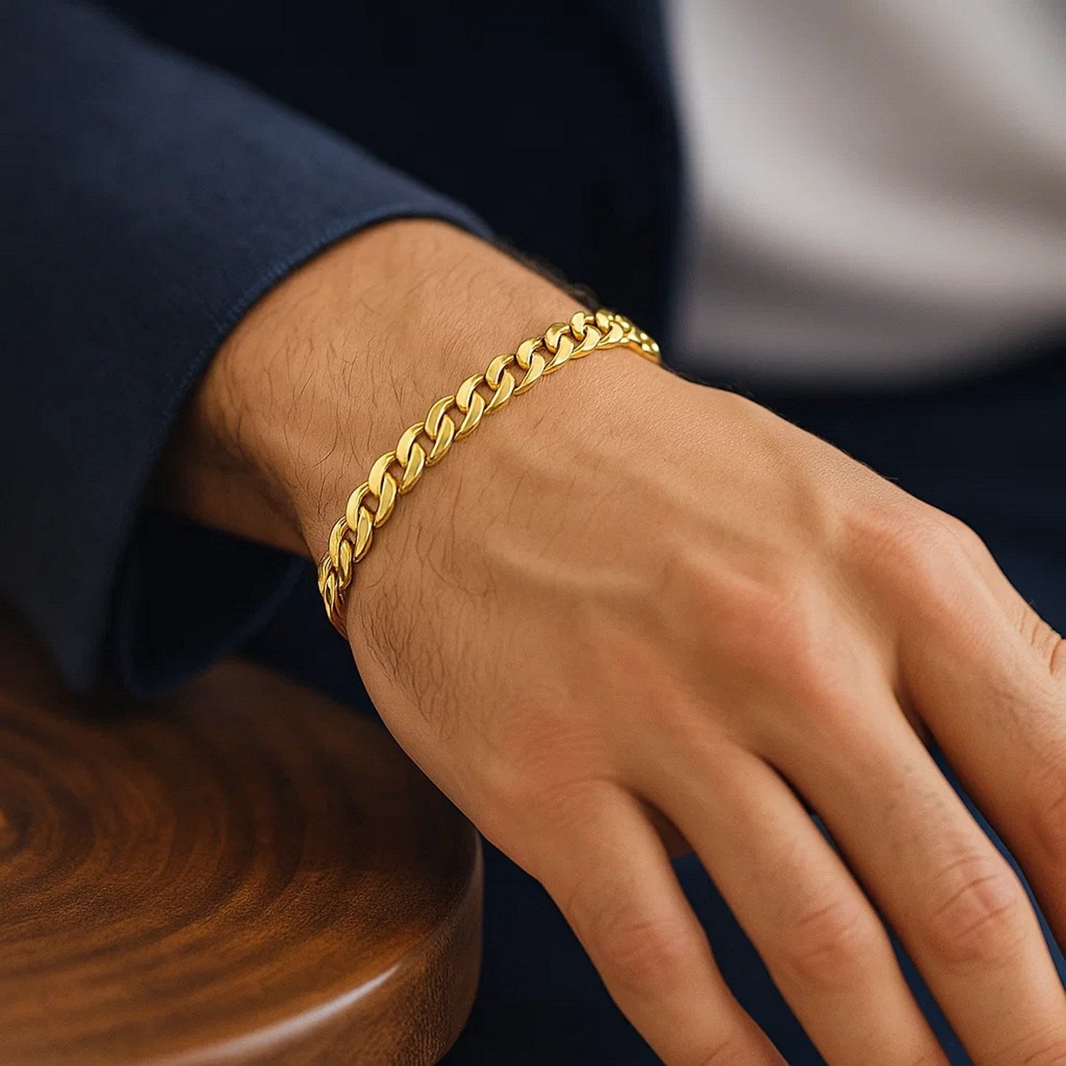 14k yellow gold Miami Cuban bracelet with modern link design, showcasing luxurious craftsmanship and elegance.